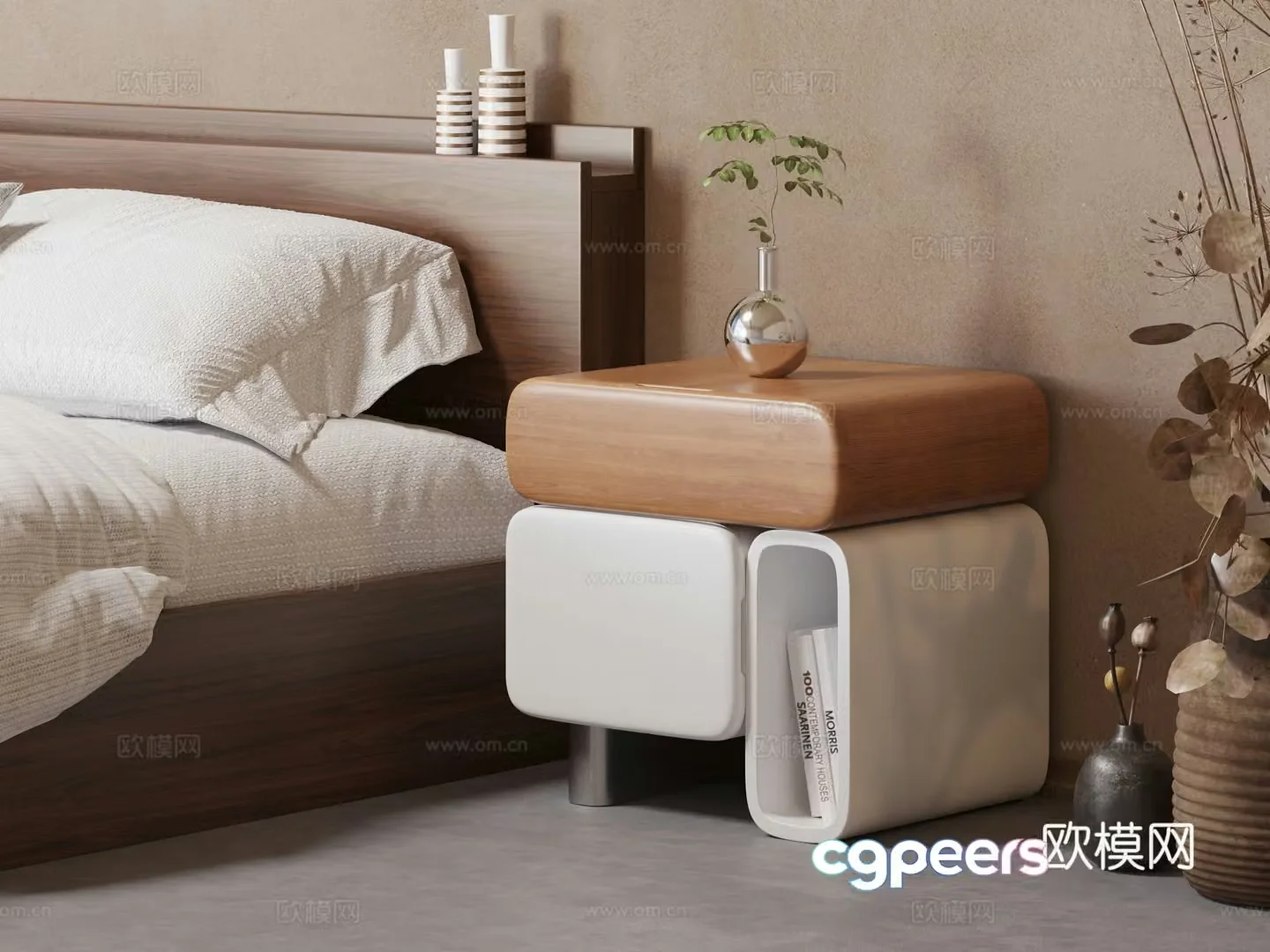 Medieval style bedside table 3d model