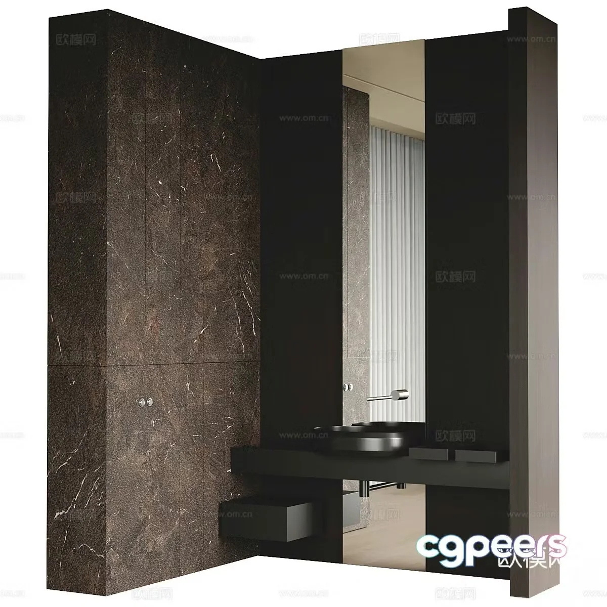 æŸœ 3D model of silent dark wind bathroom cabinet cabinet