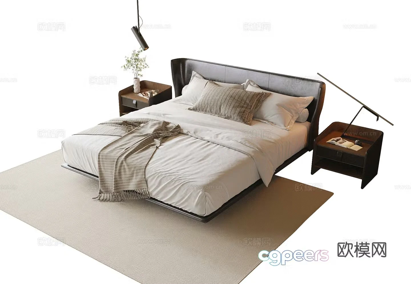 Modern double bed 3d model