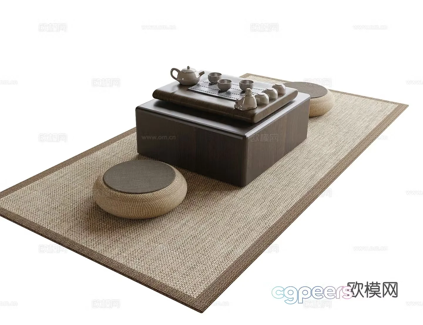 Modern balcony tea table and chairs Small tea table 3d model