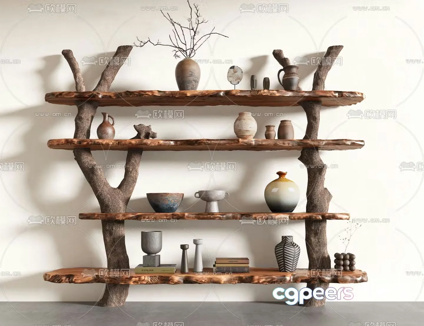 Wabi-sabi style decorative rack storage rack 3d model