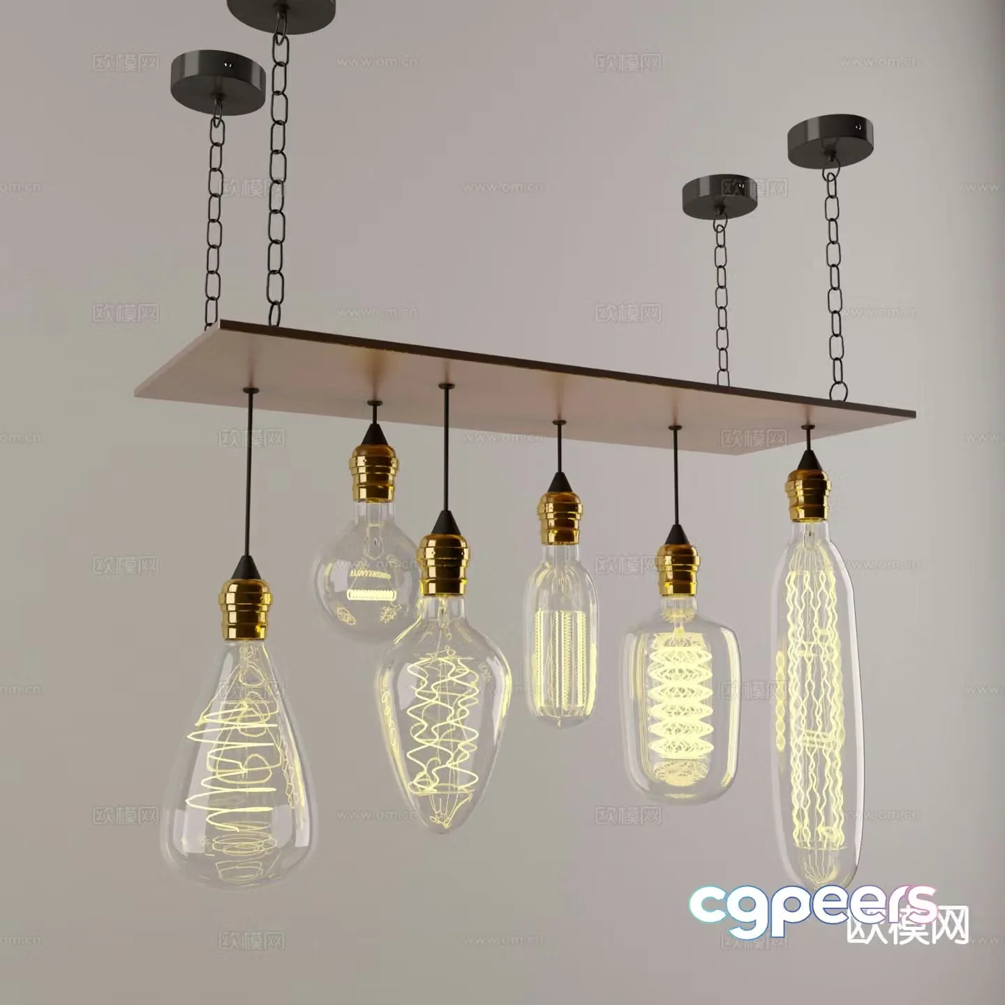 Industrial style chandelier bulb chandelier 3d model