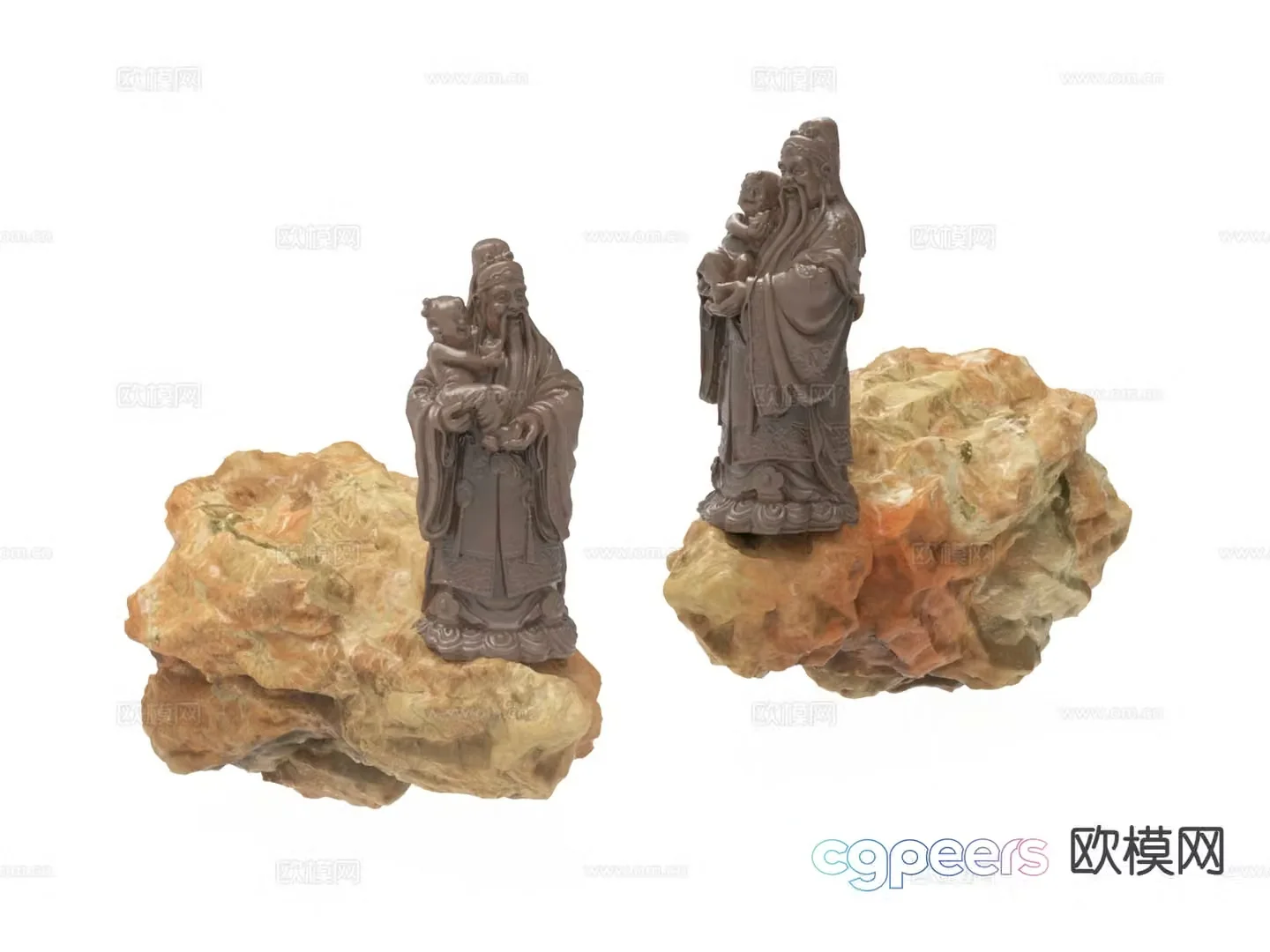 Chinese style Buddha statue display sculpture 3d model
