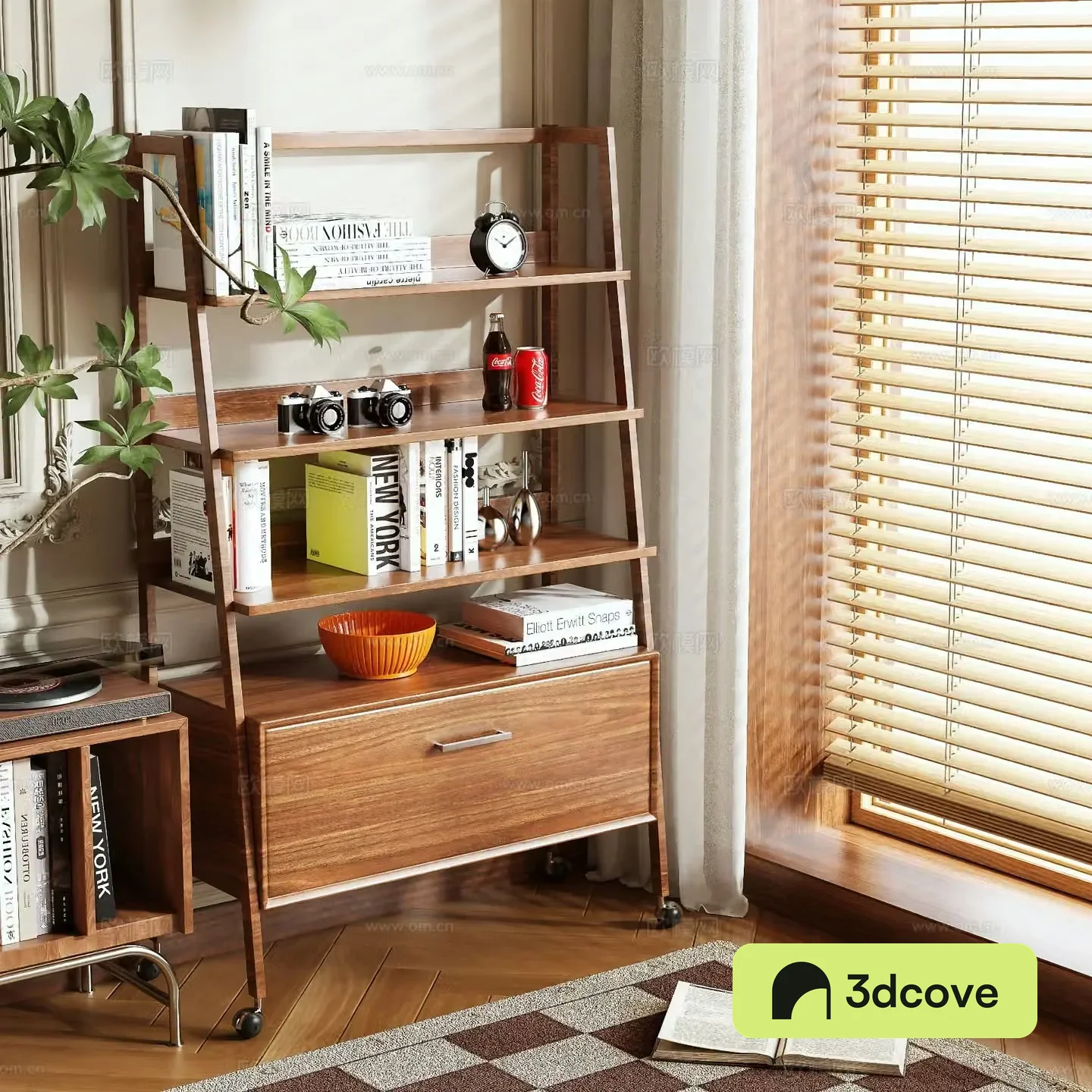 Log style decorative cabinet shelf