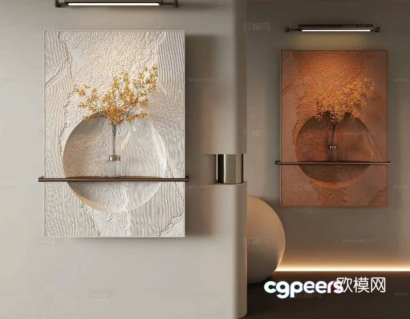 Modern decorative painting physical hanging painting texture painting 3D model