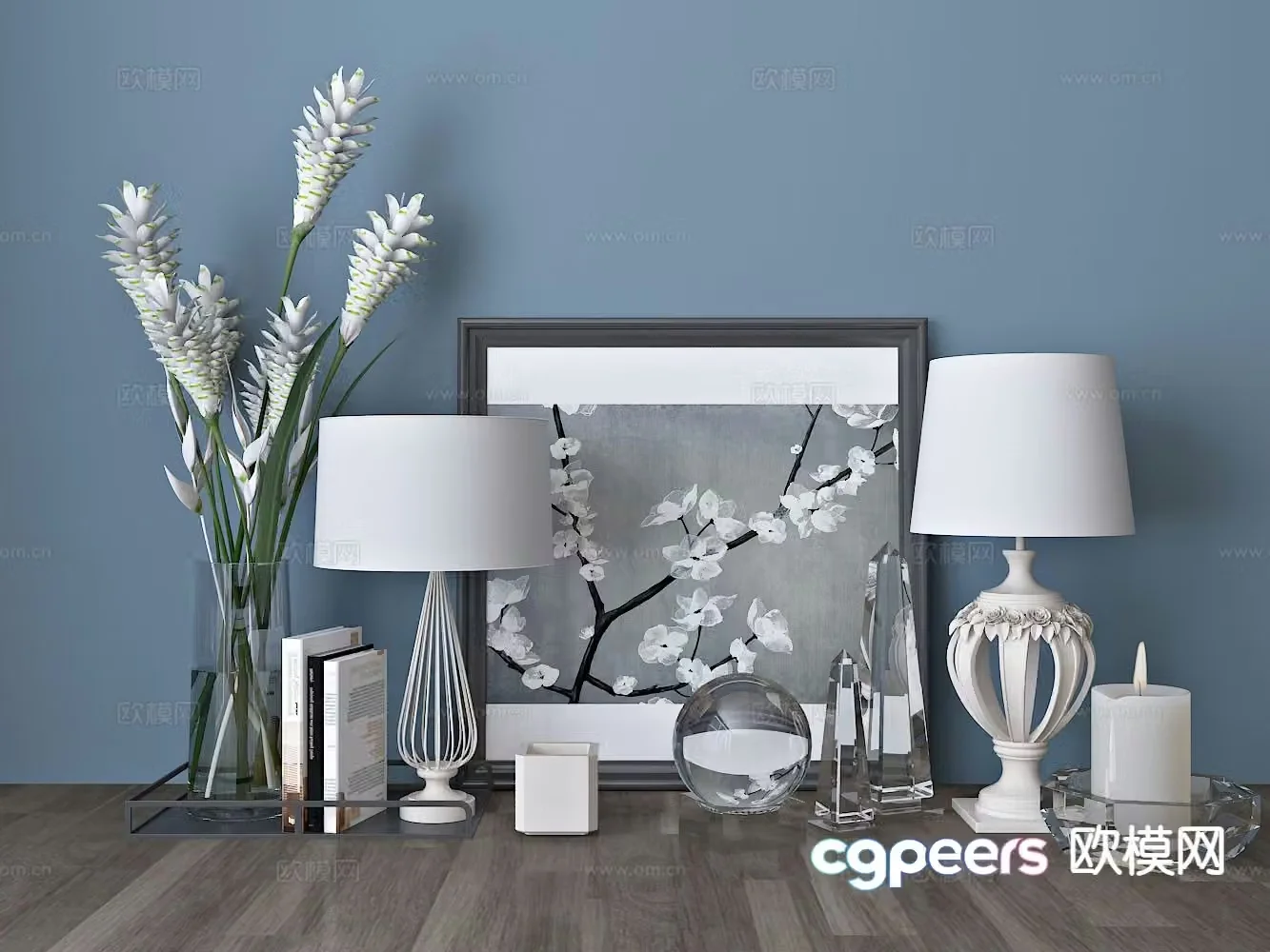Modern decorations ornaments table lamps photo frames 3d model