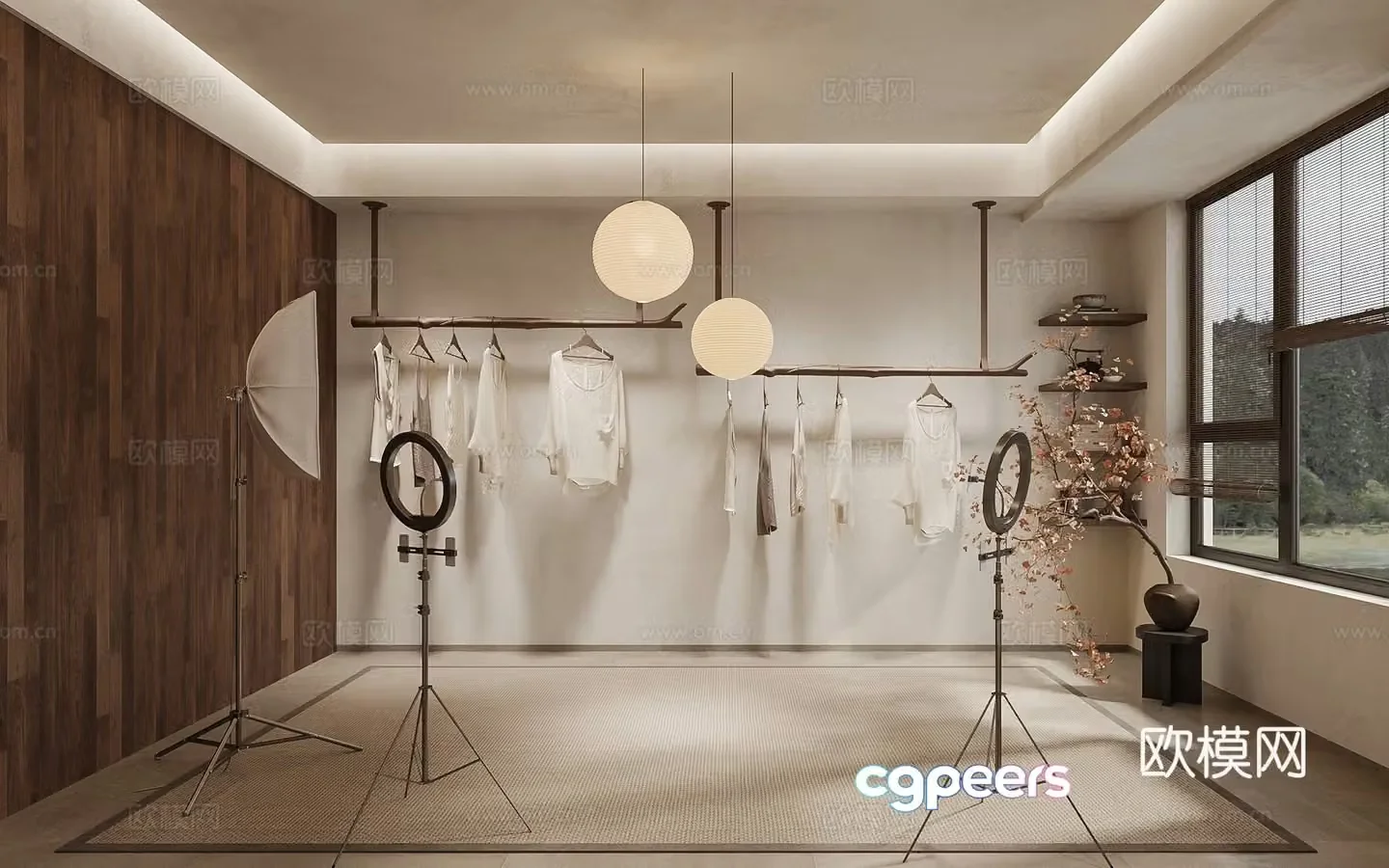 Wabi-sabi style clothing store live room 3D model