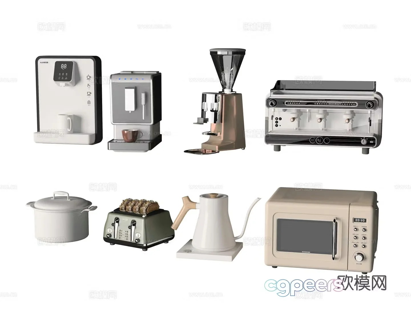 Modern kitchen coffee machine soy milk machine bread machine water dispenser 3d model