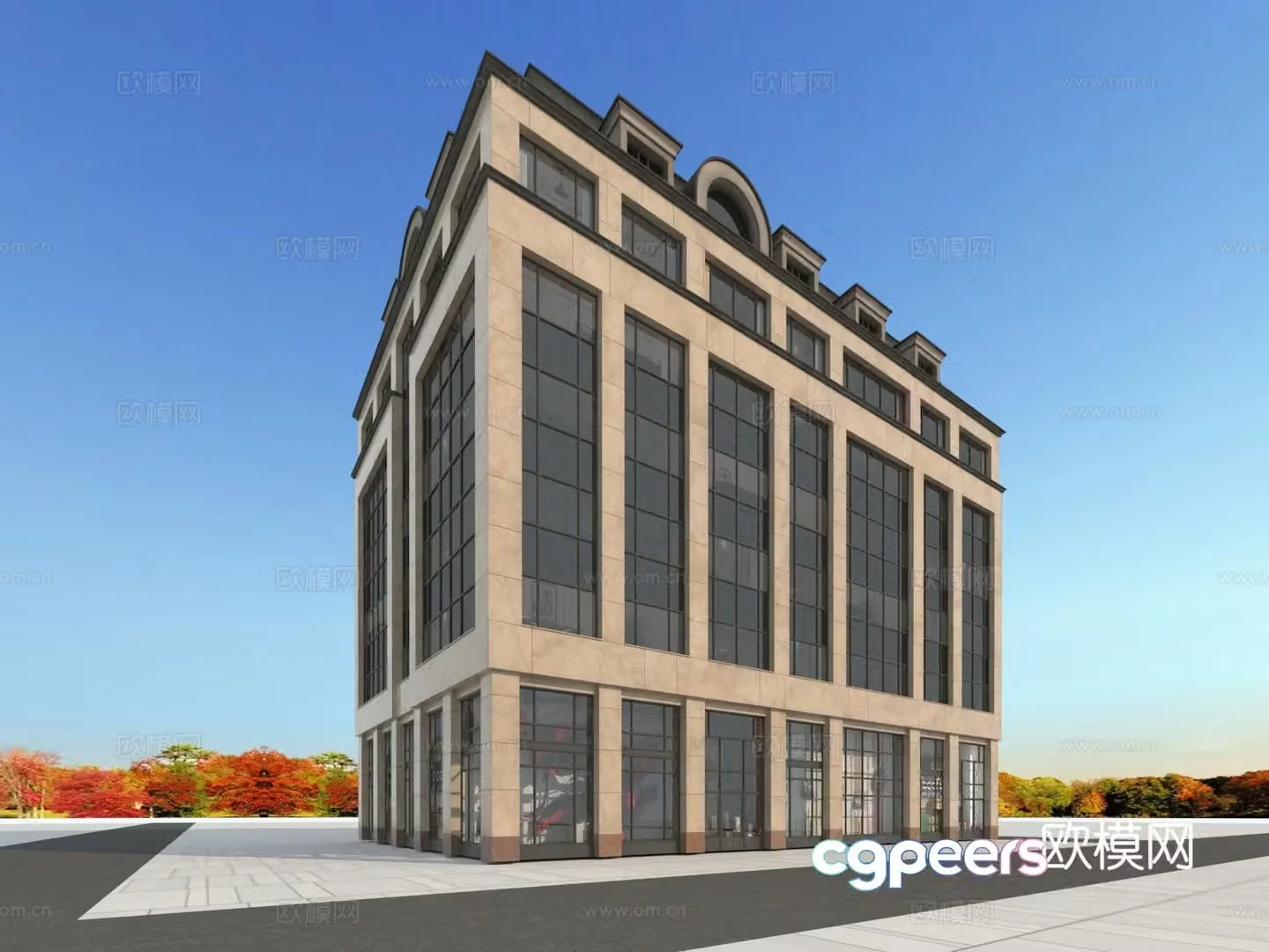 Building appearance European-style building 3d model