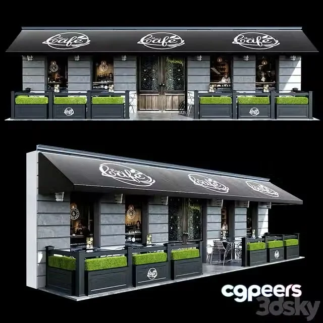 3ds Max Free – Summer cafe 10x3m