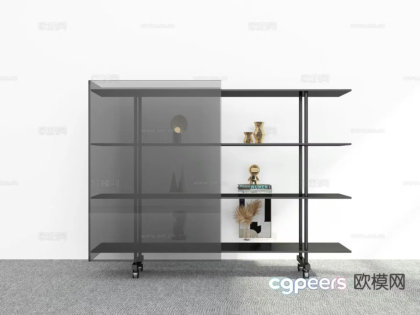 Mobile bookshelf storage rack 3d model