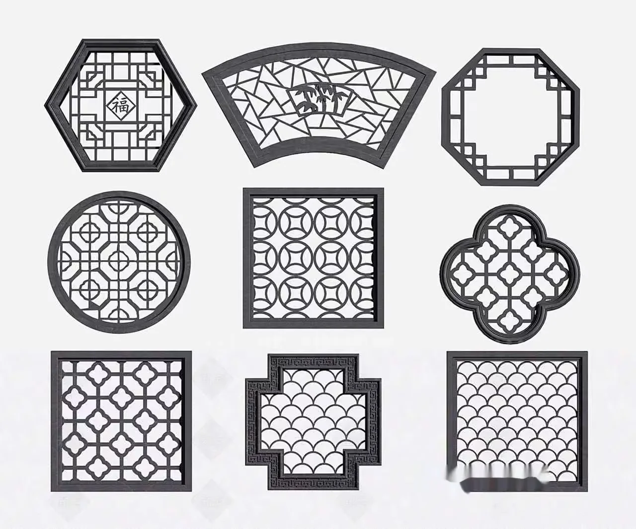 Traditional Chinese Window Screens 3D Model – 7015 – VRAY Render