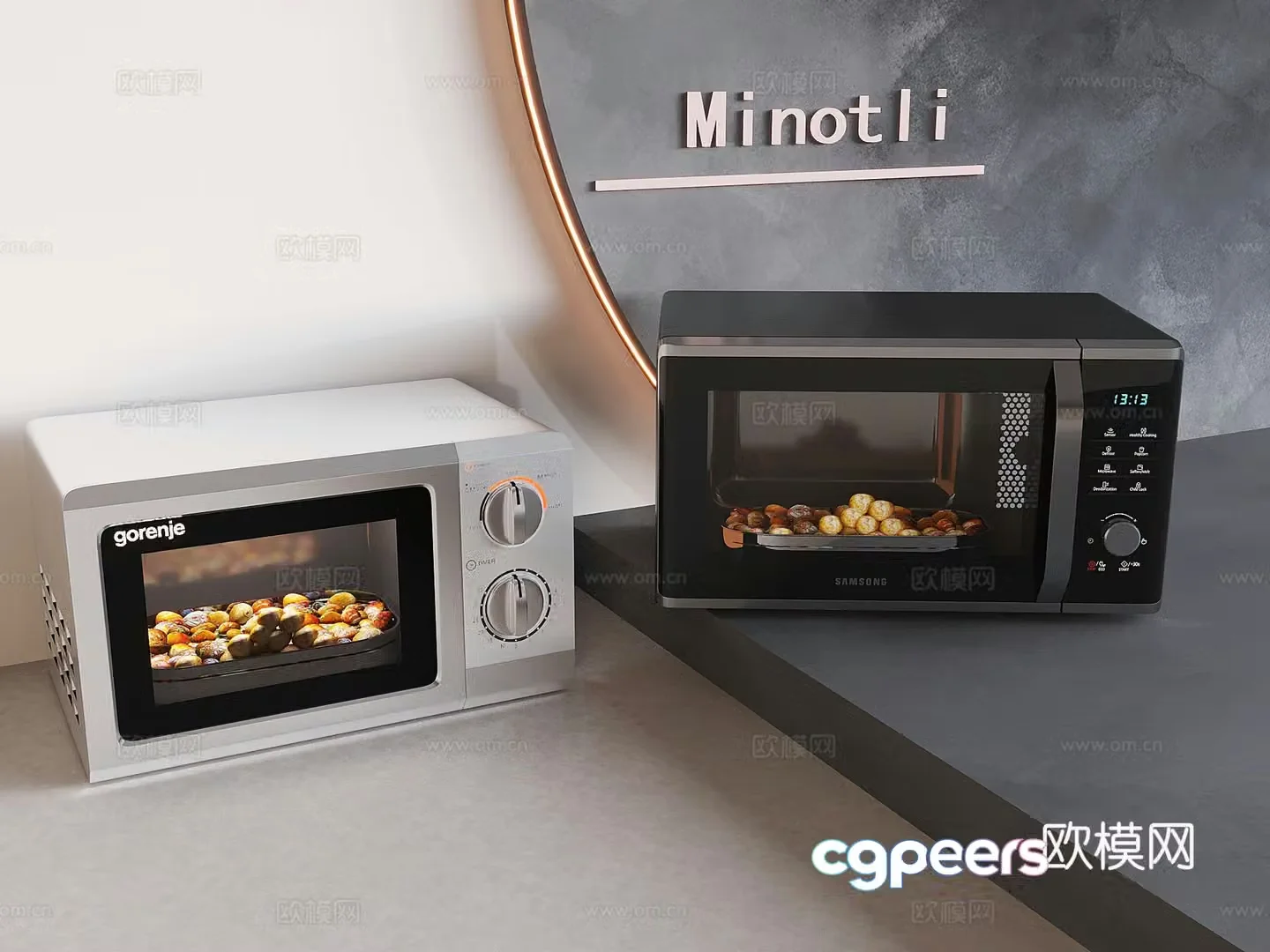 Modern microwave oven micro-baking integrated 3D model