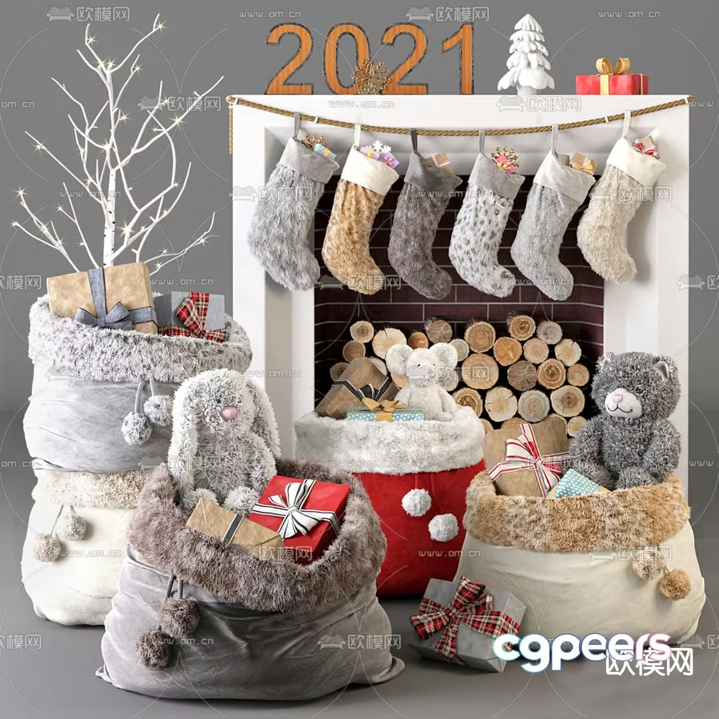 Plush toy Christmas doll 3d model
