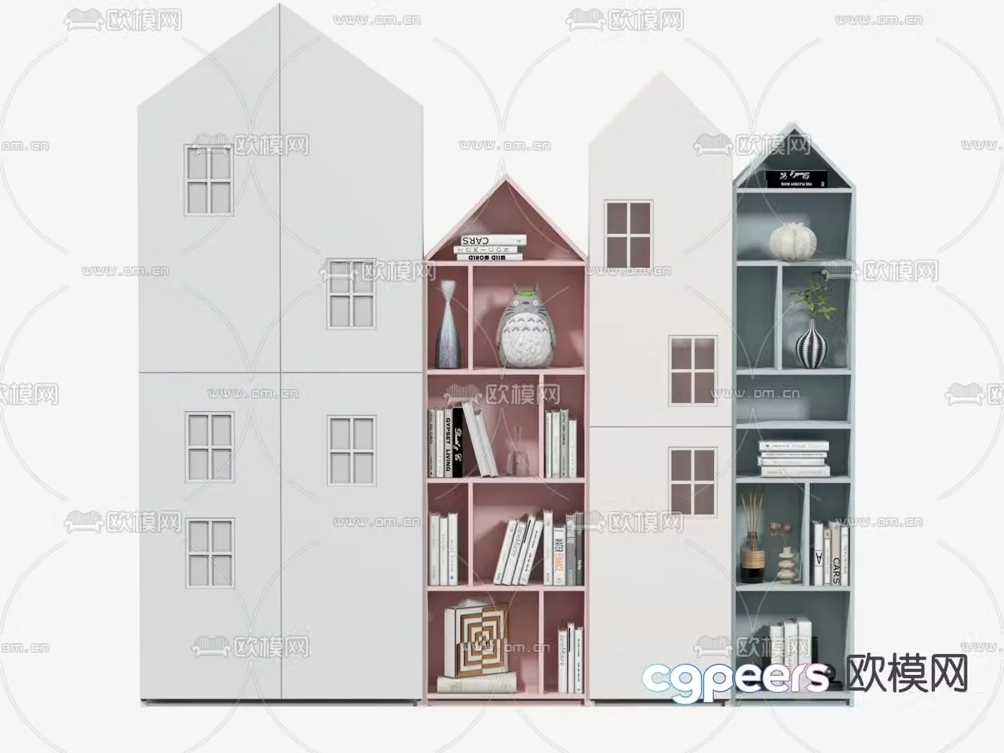 Nordic children’s bookcase bookshelf 3d model