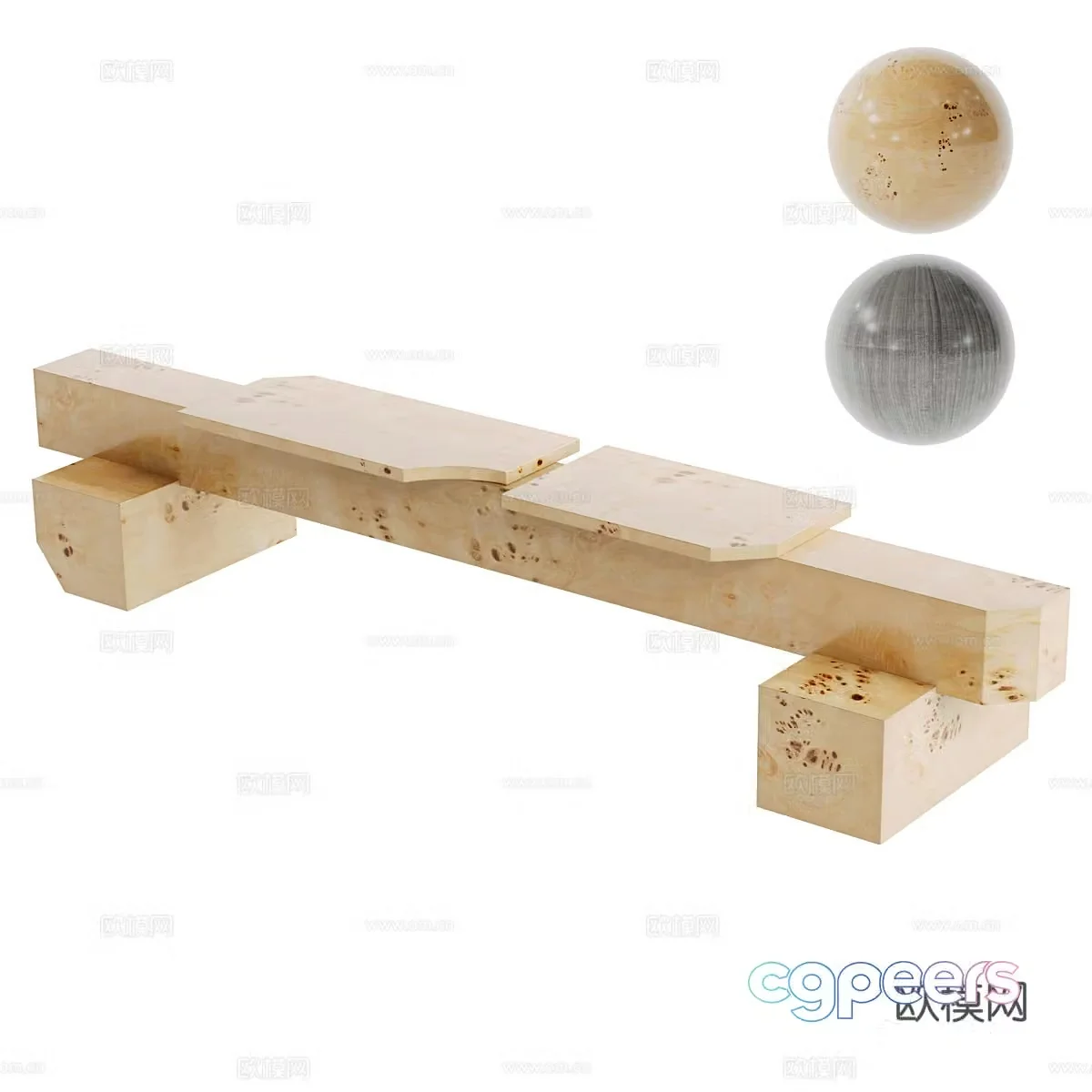 New Chinese style Wasabi solid wood stool 3D model