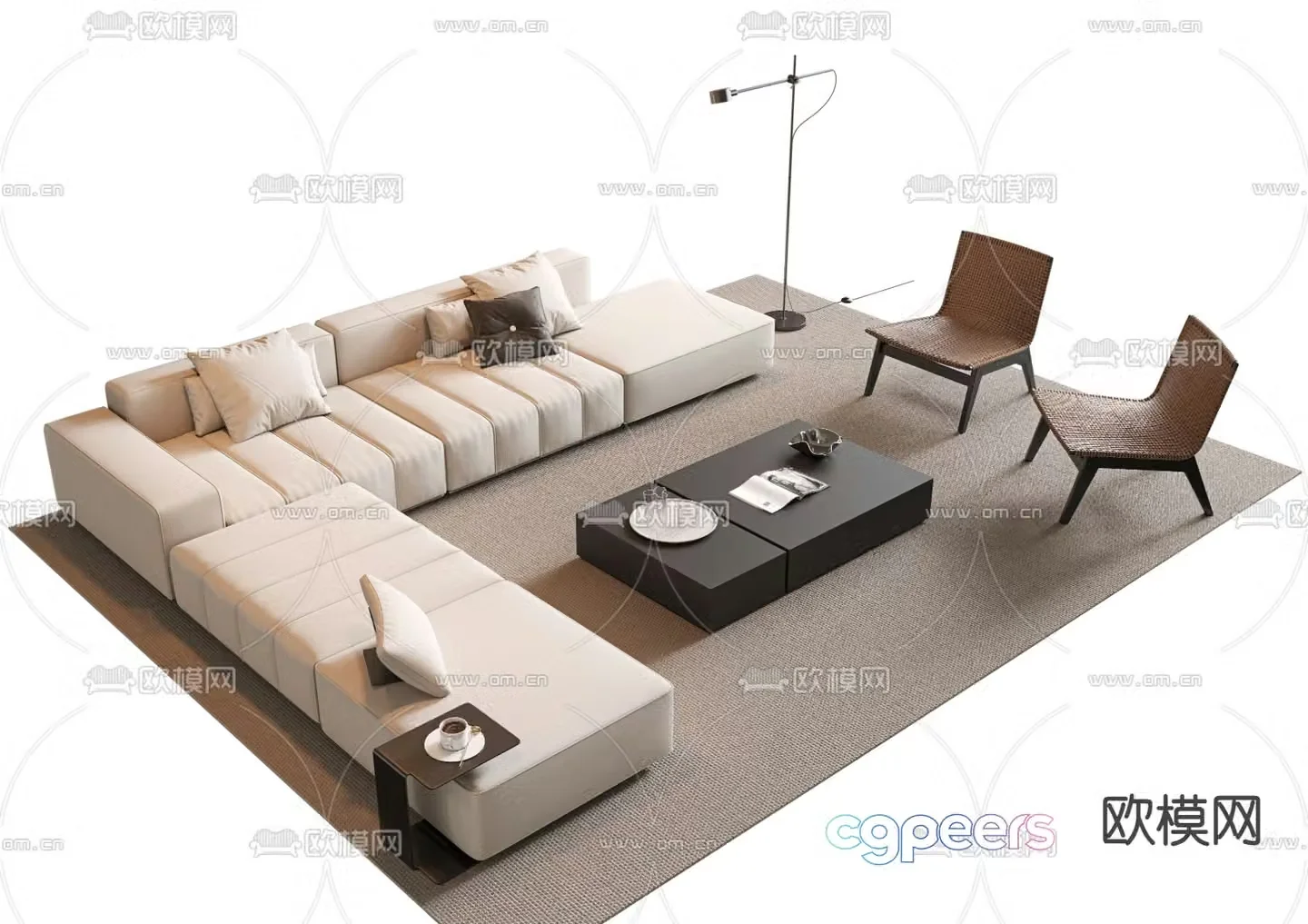 Modern sectional sofa 3d model