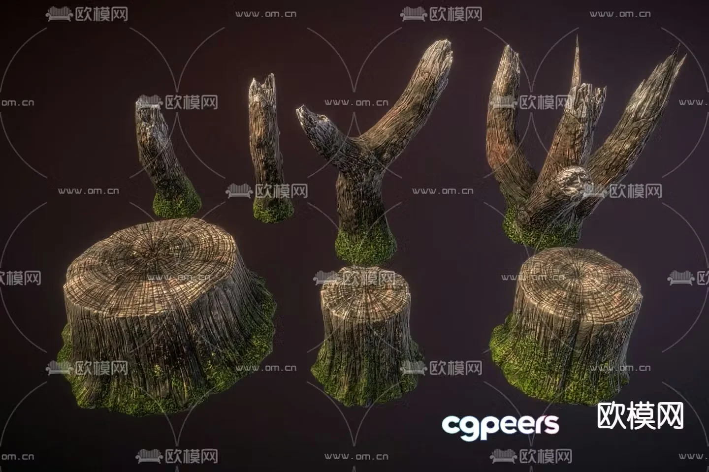 old wood pile wood pile dead wood tree stump 3d model