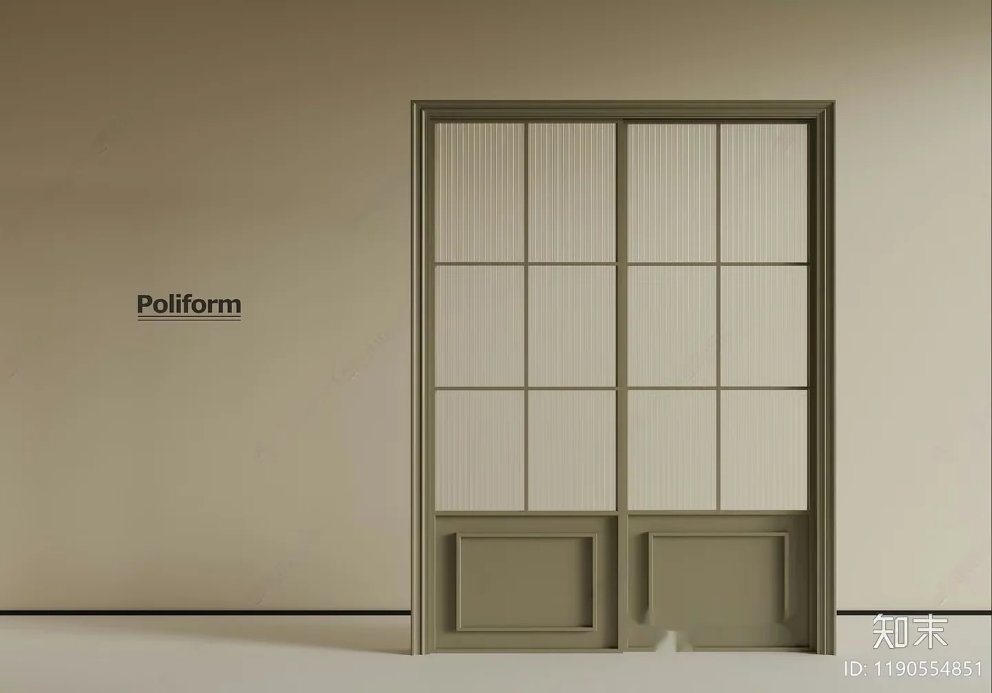 A Sliding Door With A Grid Pattern 3D Model – 6765 – VRAY Render