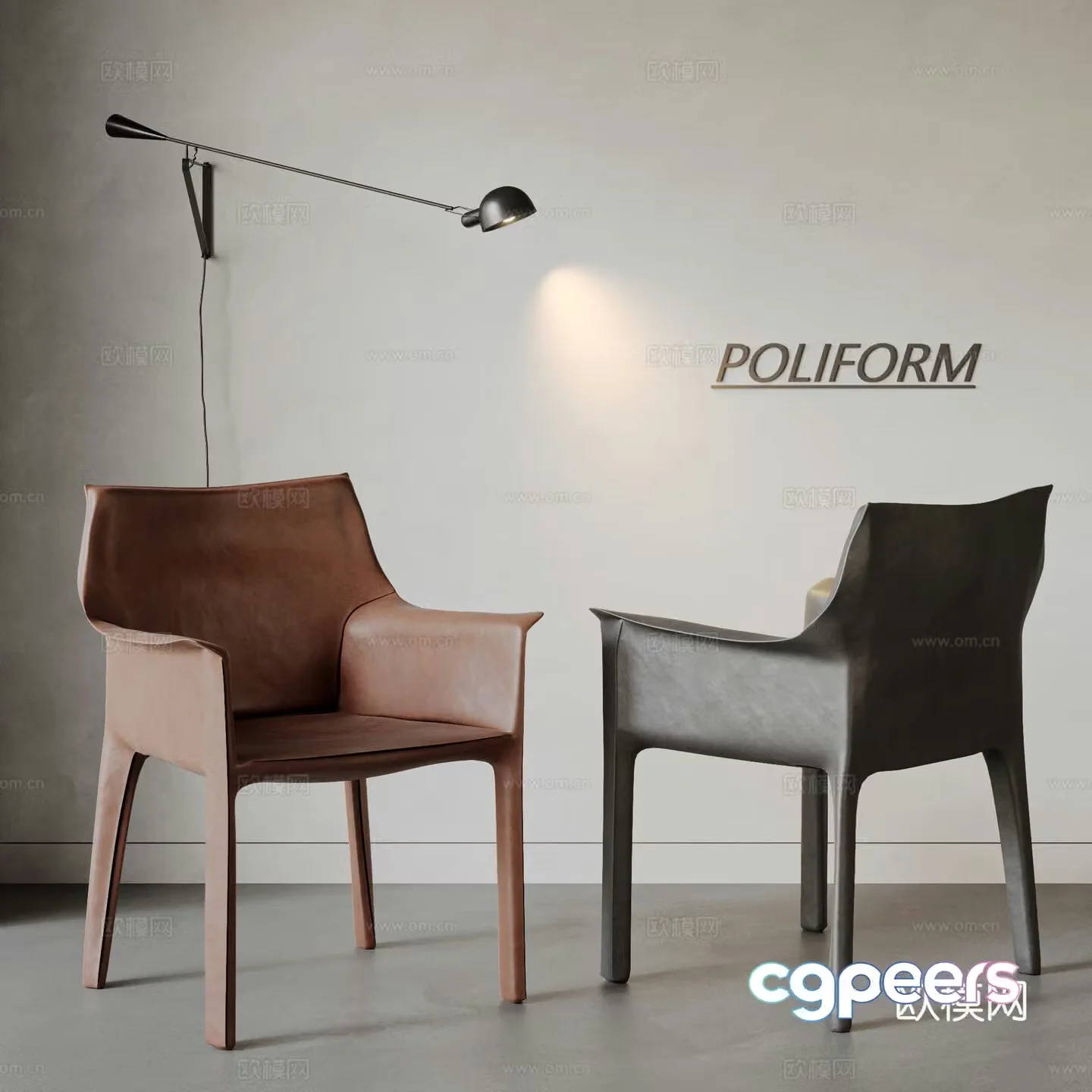 POLIFORM modern leather dining chair casual chair saddle chair armchair leather dining chair 3d model