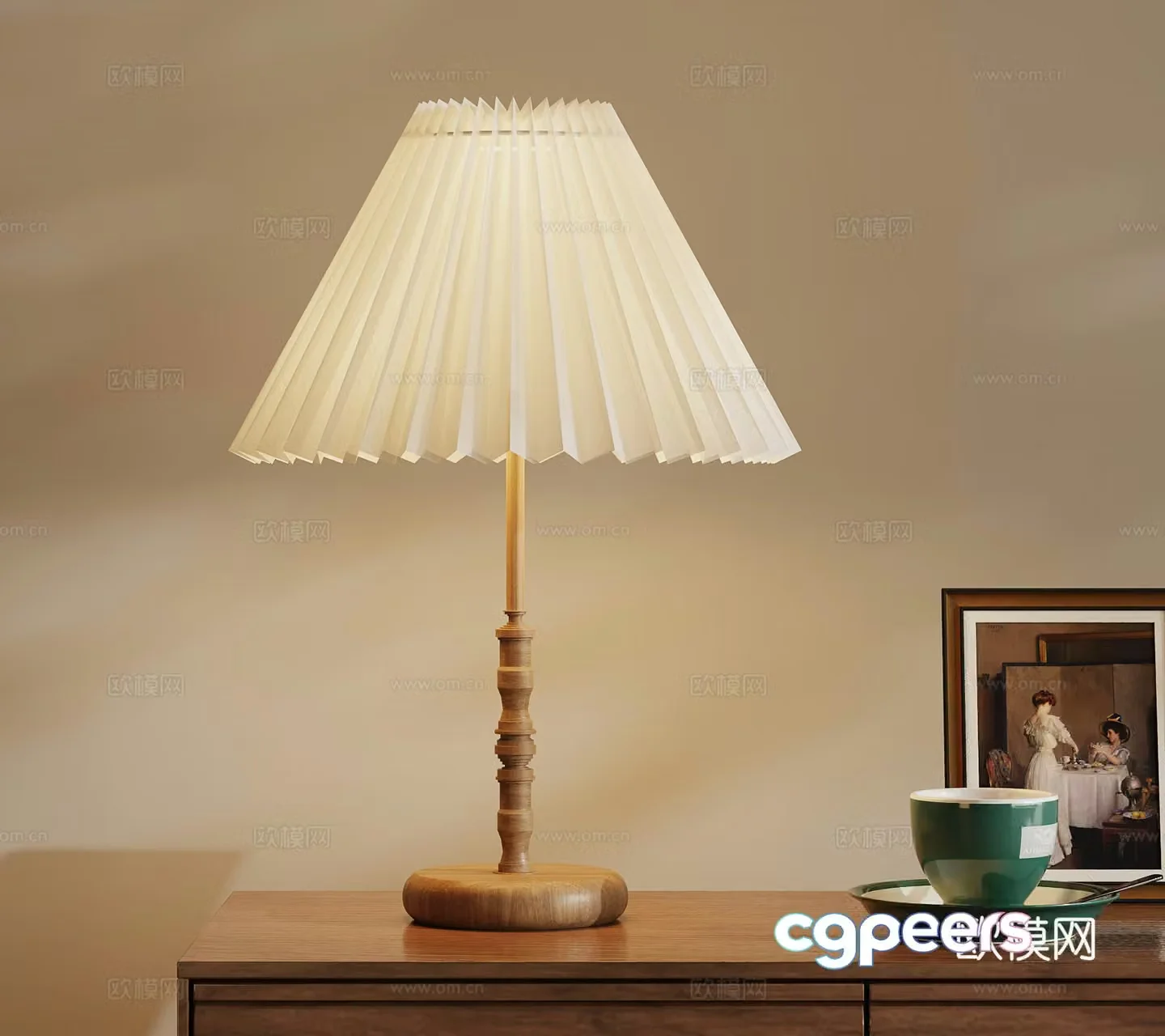 Table lamp French medieval style table lamp coffee cup photo frame 3d model