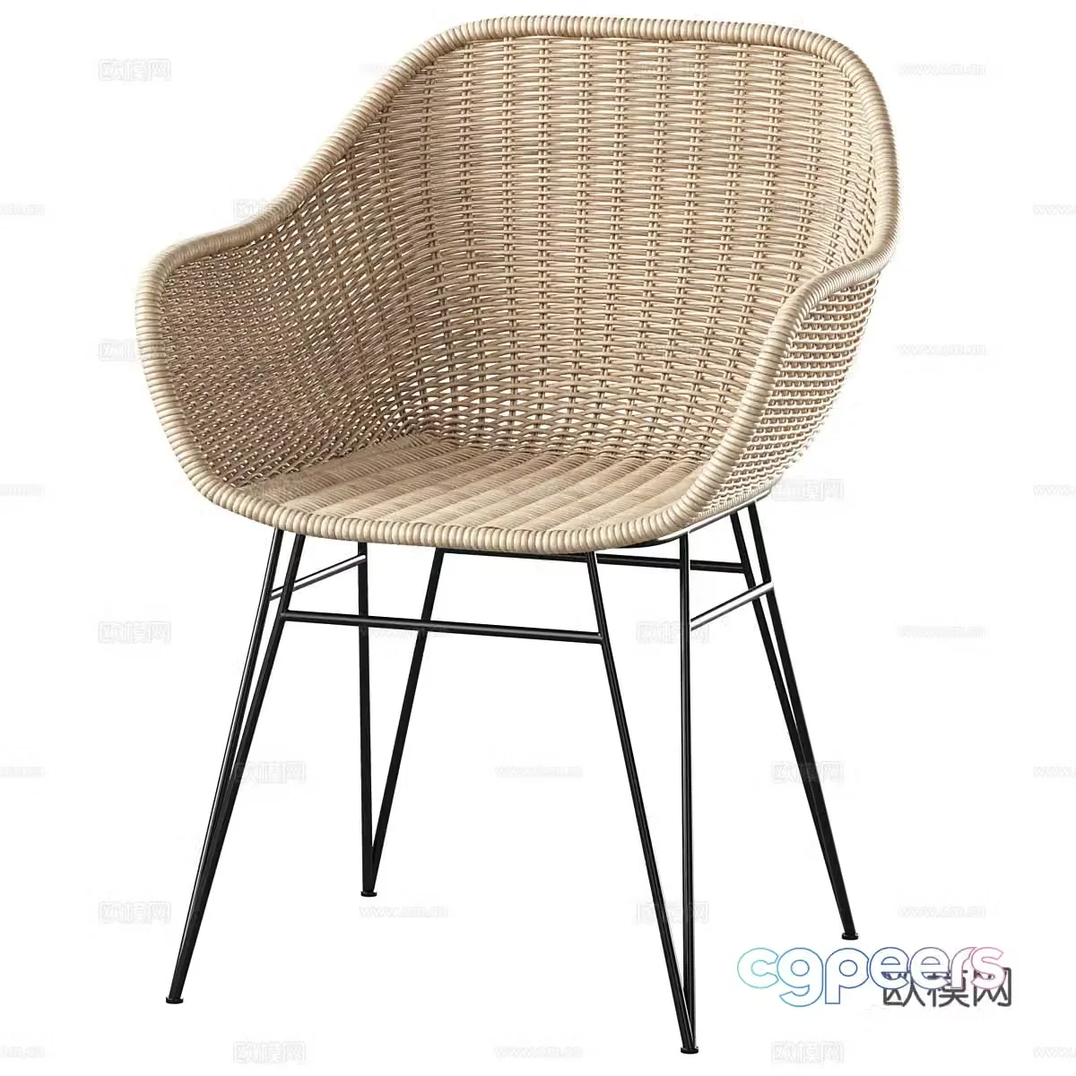 New Chinese style wasabi rattan chair 3D model