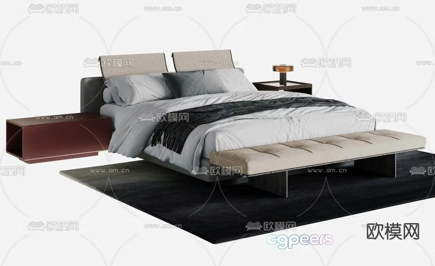 3d model of suspended double bed