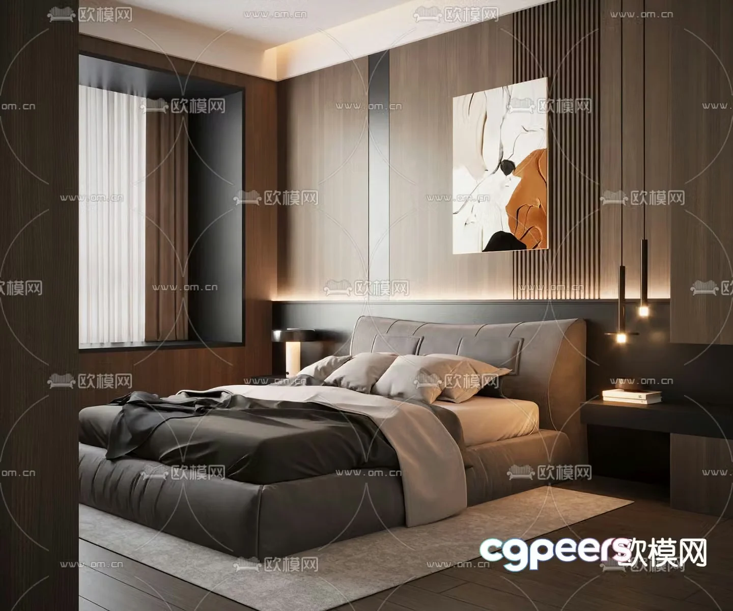 Italian double bed 3d model