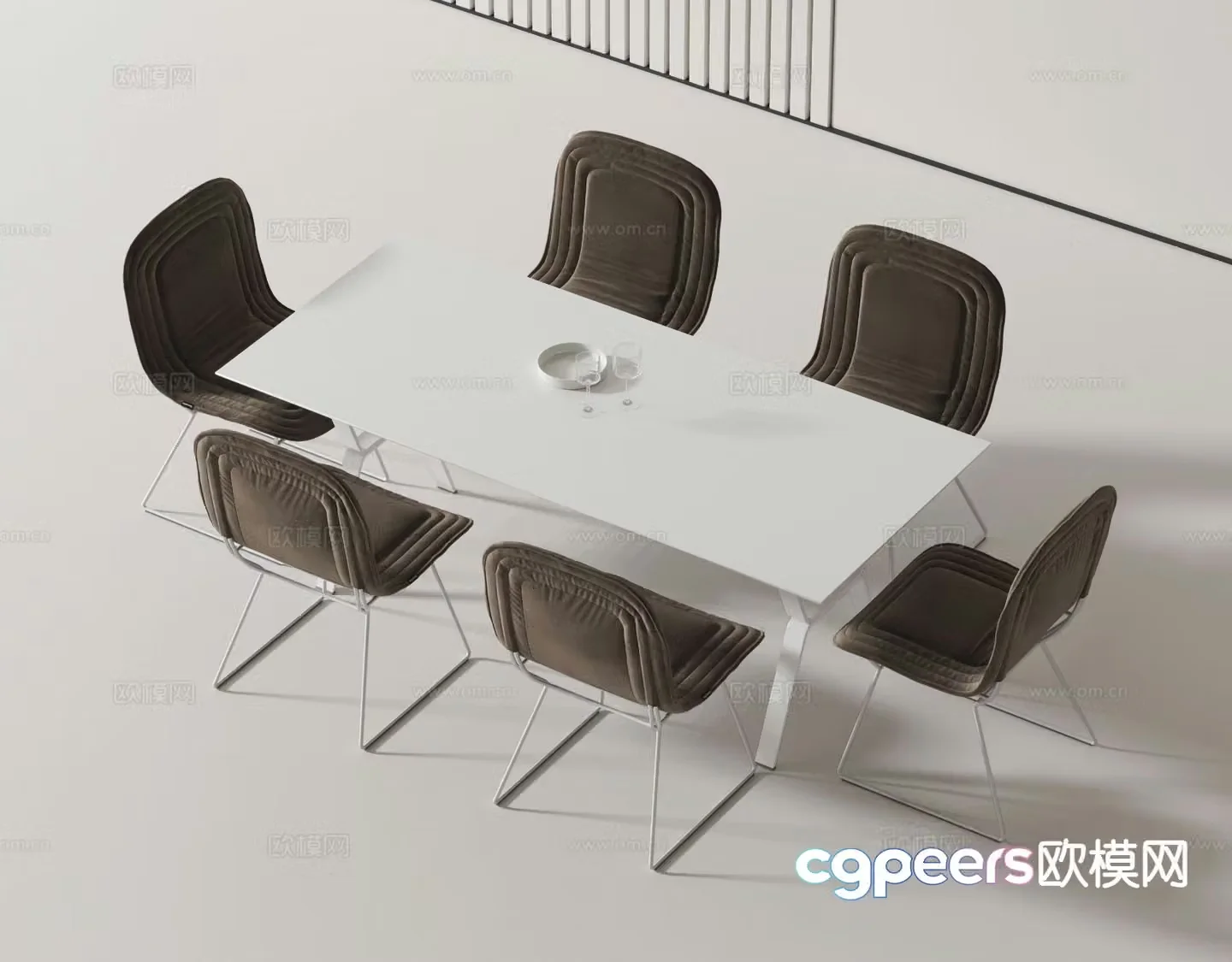 Modern dining table and chairs 3d model