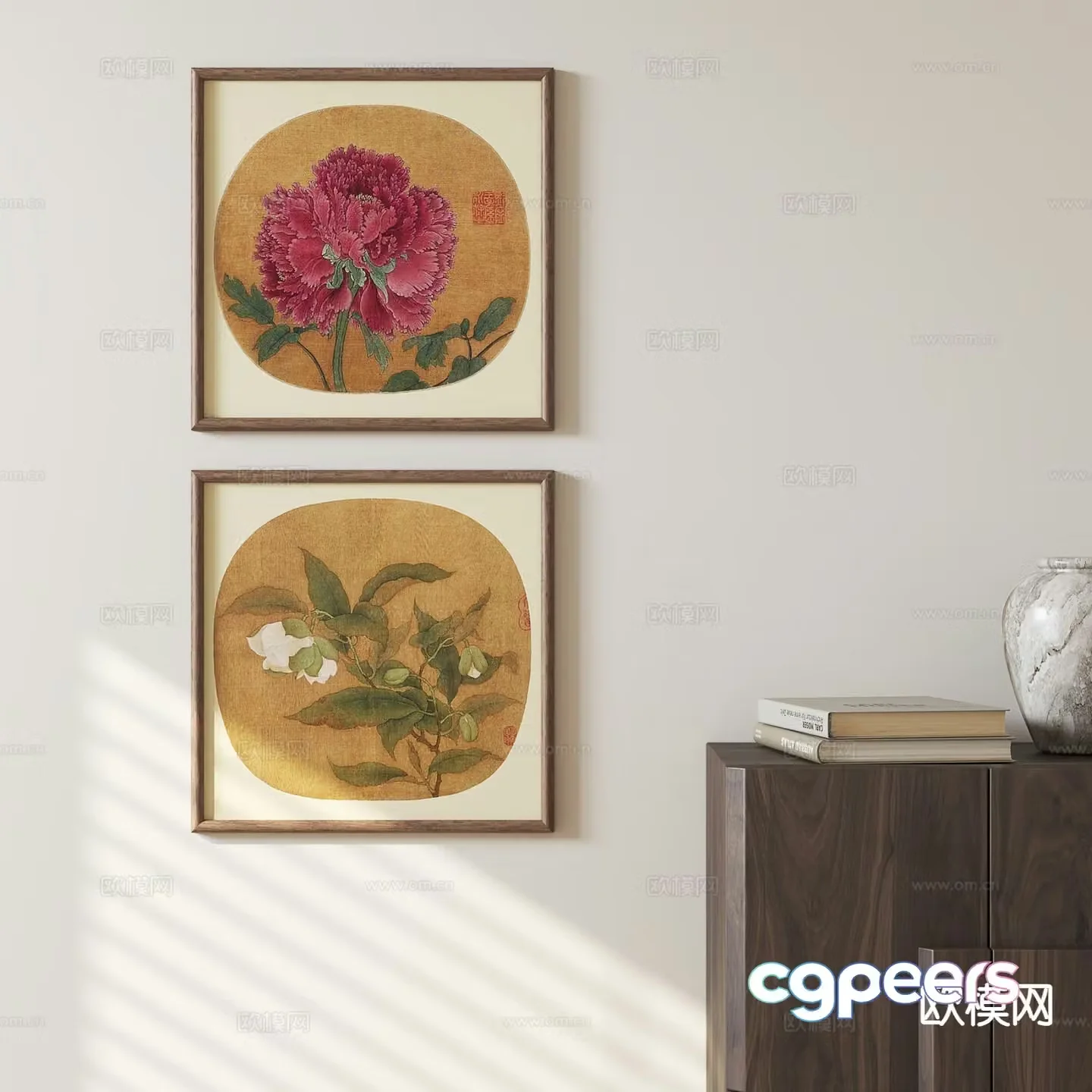 New Chinese style flower hanging painting 3D model