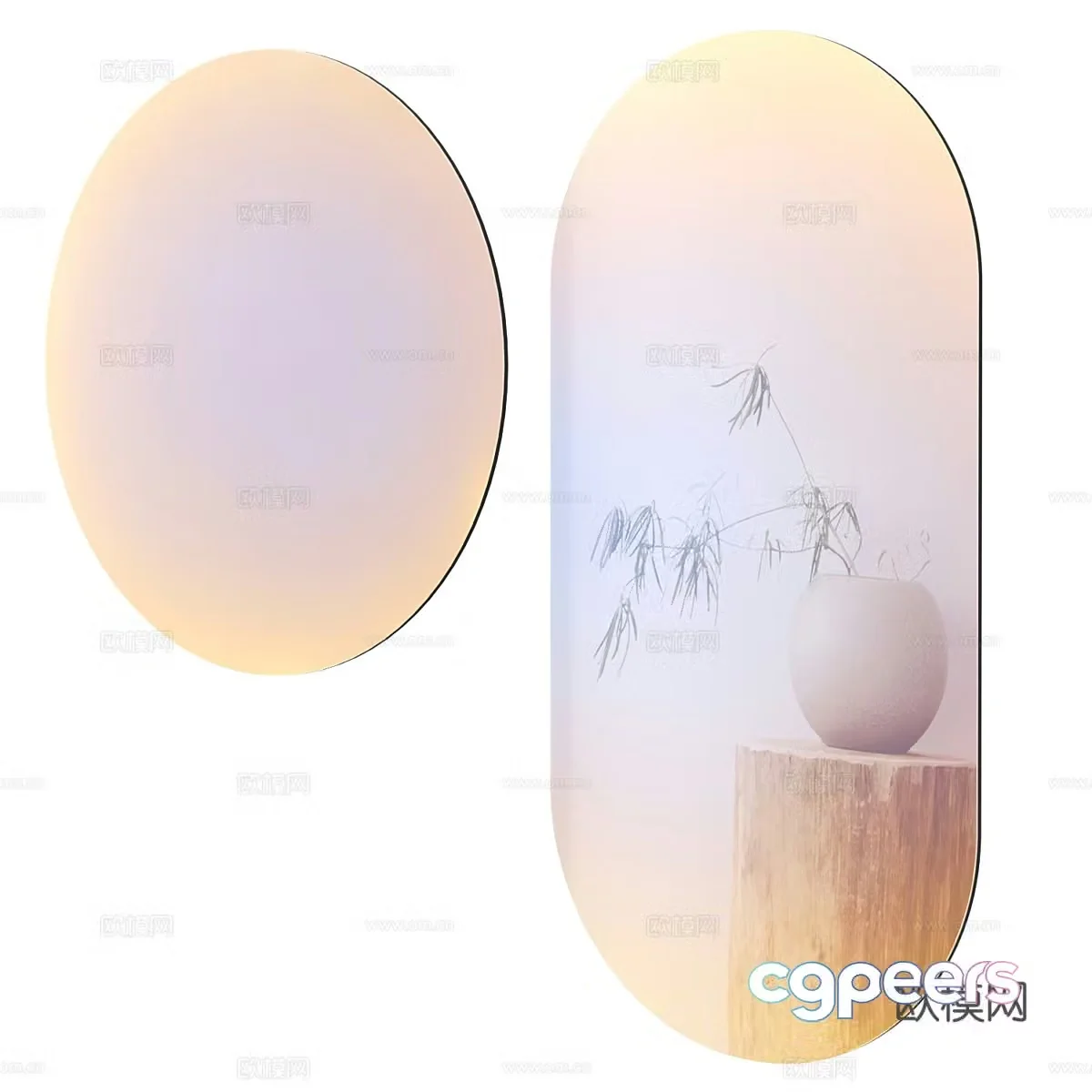 New Chinese style rainbow glass mirror 3d model