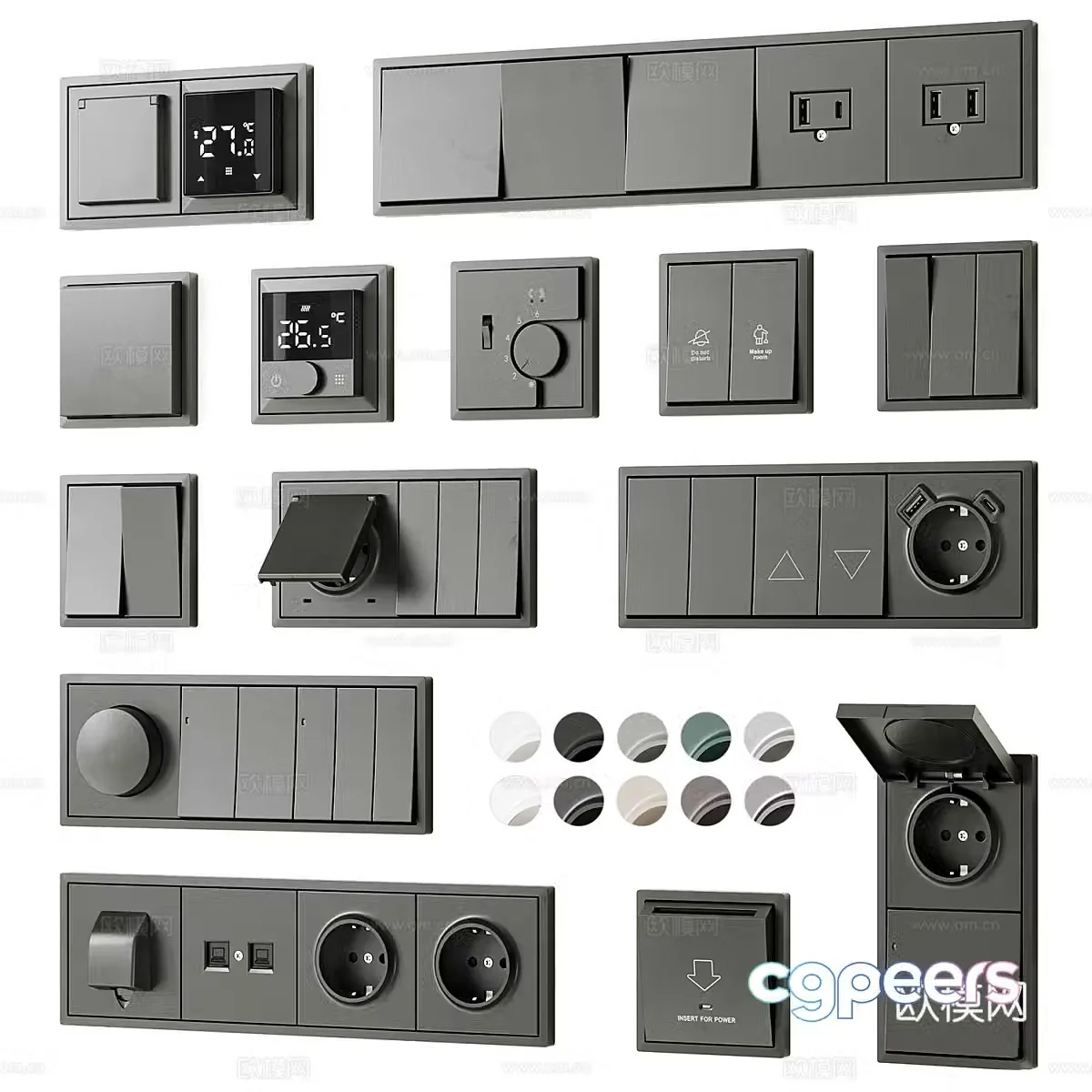 Donel R98 Series Sockets and Switches 3D Model