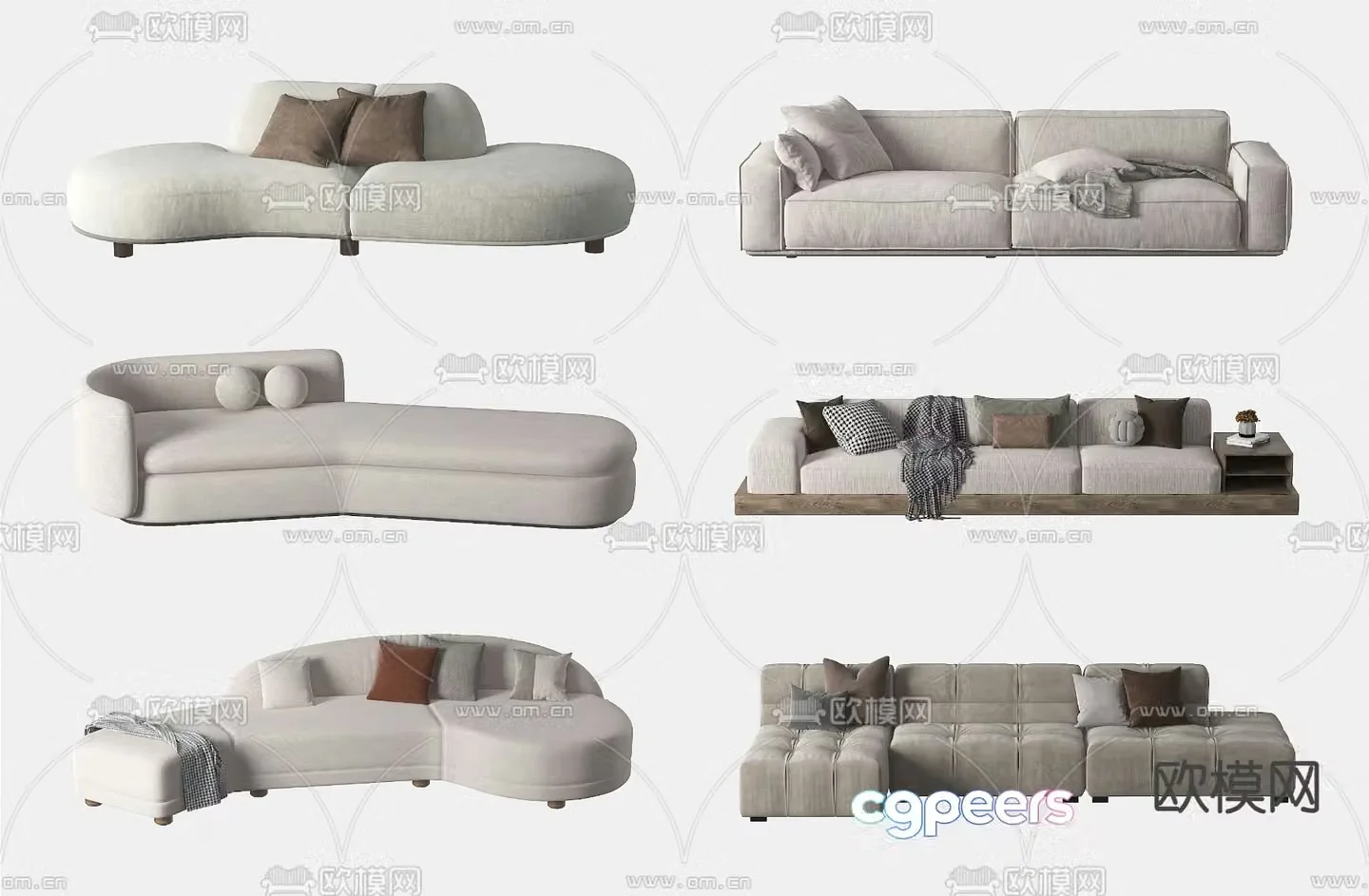 Upholstered Sofa Double Sofa 3D Model