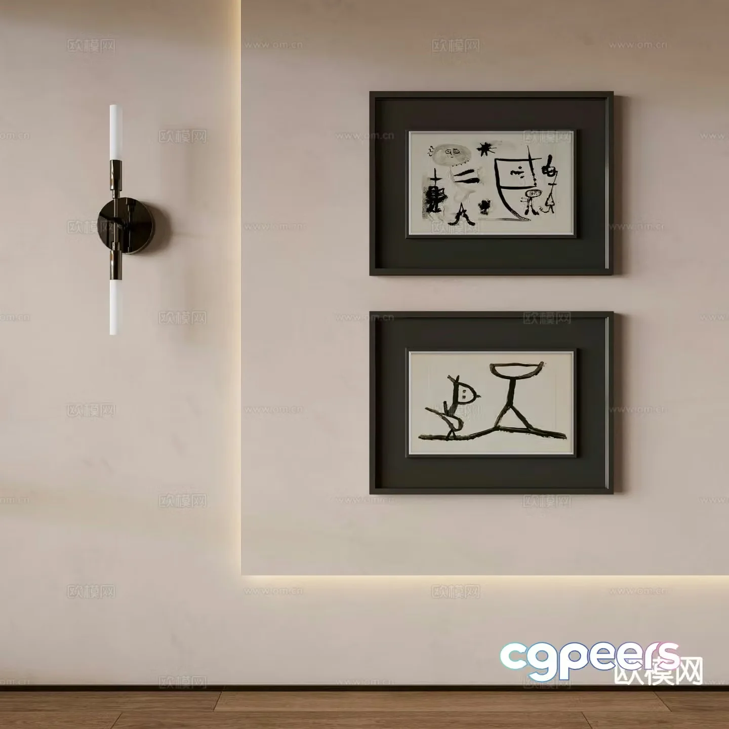 Medieval style decorative painting simple painting hanging painting 3D model
