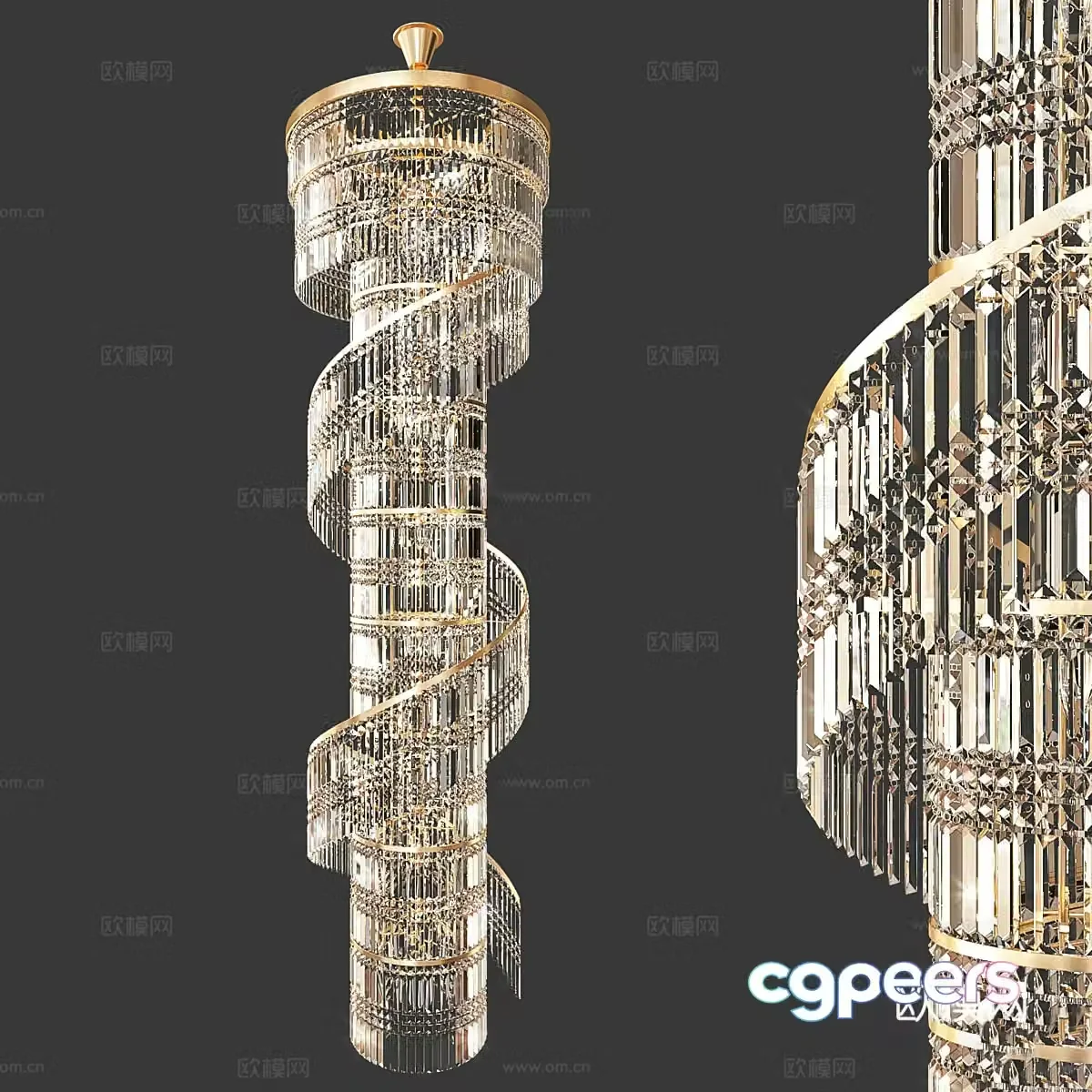 Modern light luxury crystal craft chandelier 3d model