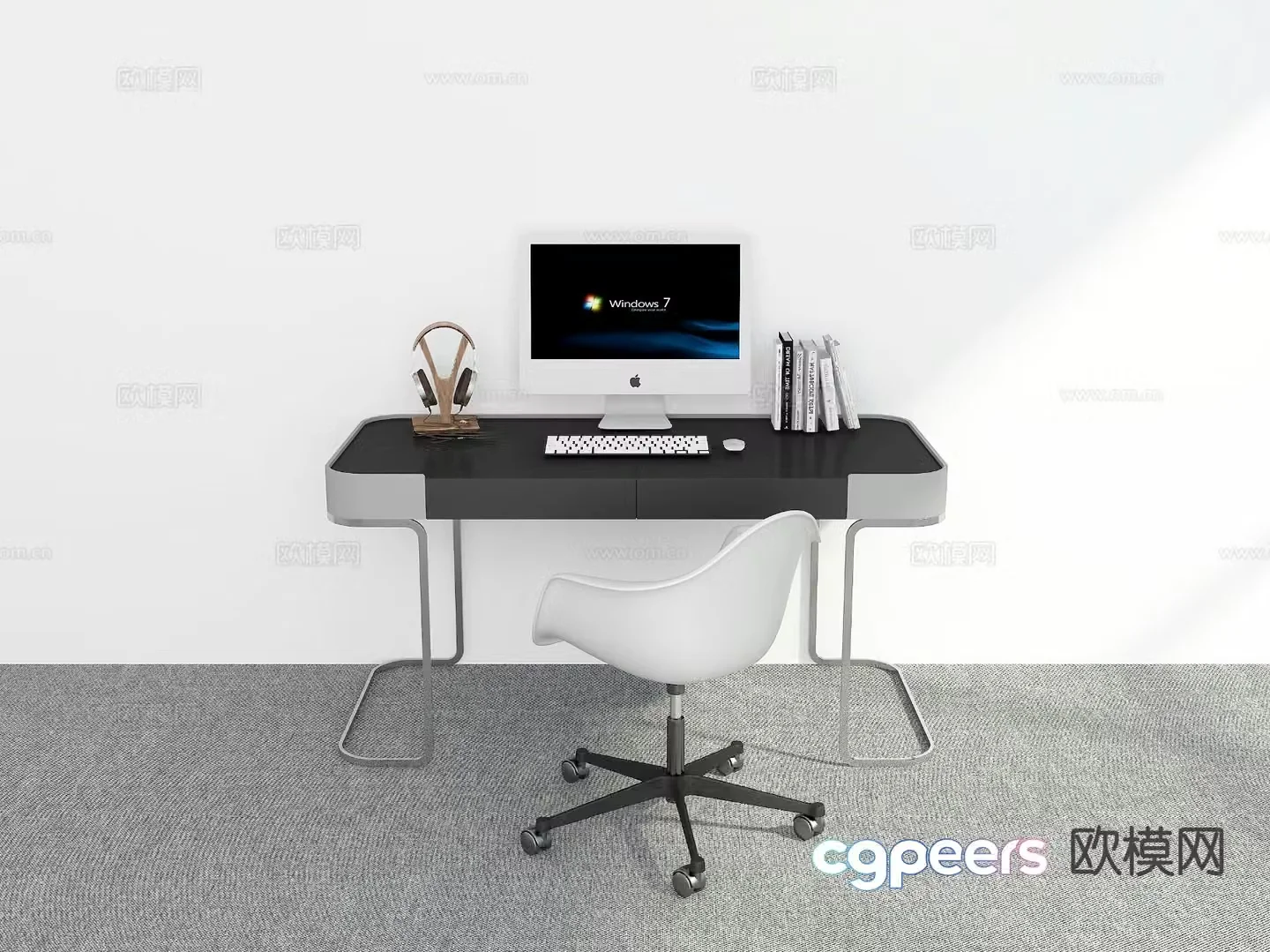 modern desk desk 3d model