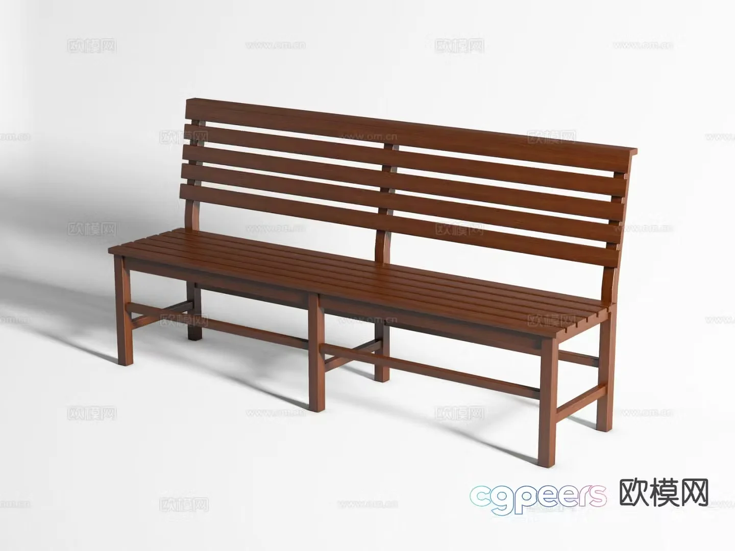 Modern solid wood strip chair row chair waiting chair public bench 3d model