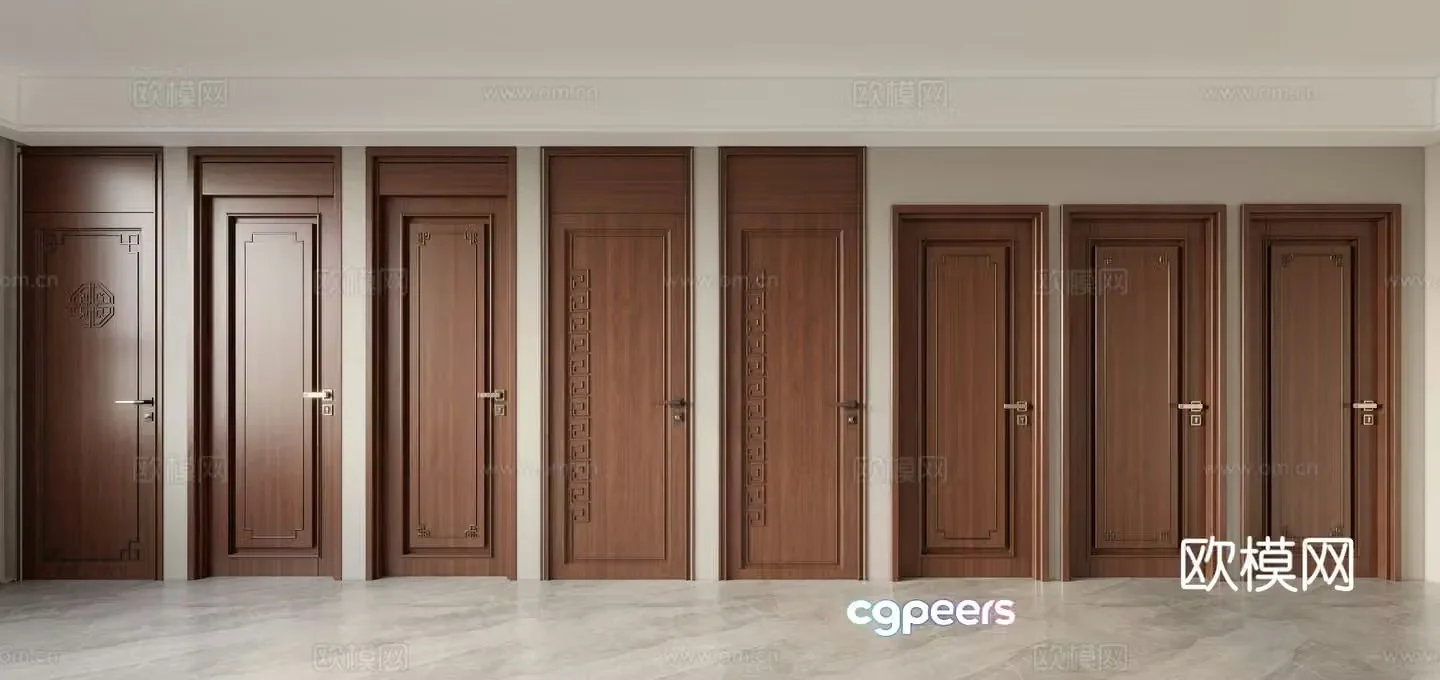 New Chinese style door 3D model