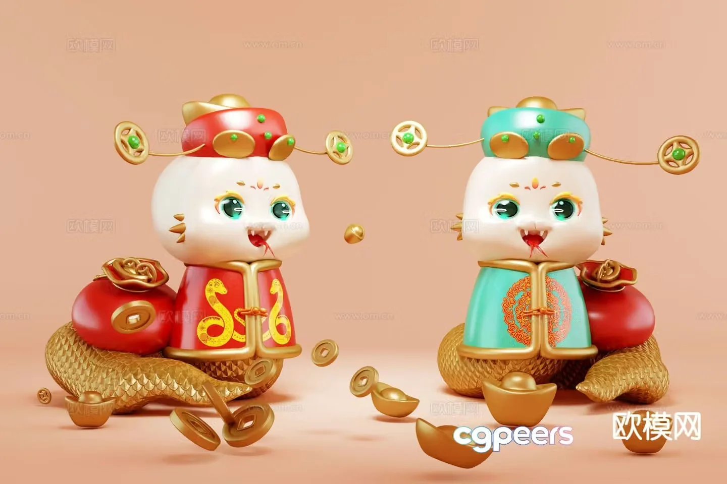 Year of the Snake Snake Baby Elements New Yearâ€™s Presentation Year of the Snakeâ€™s Presentation 3D Model