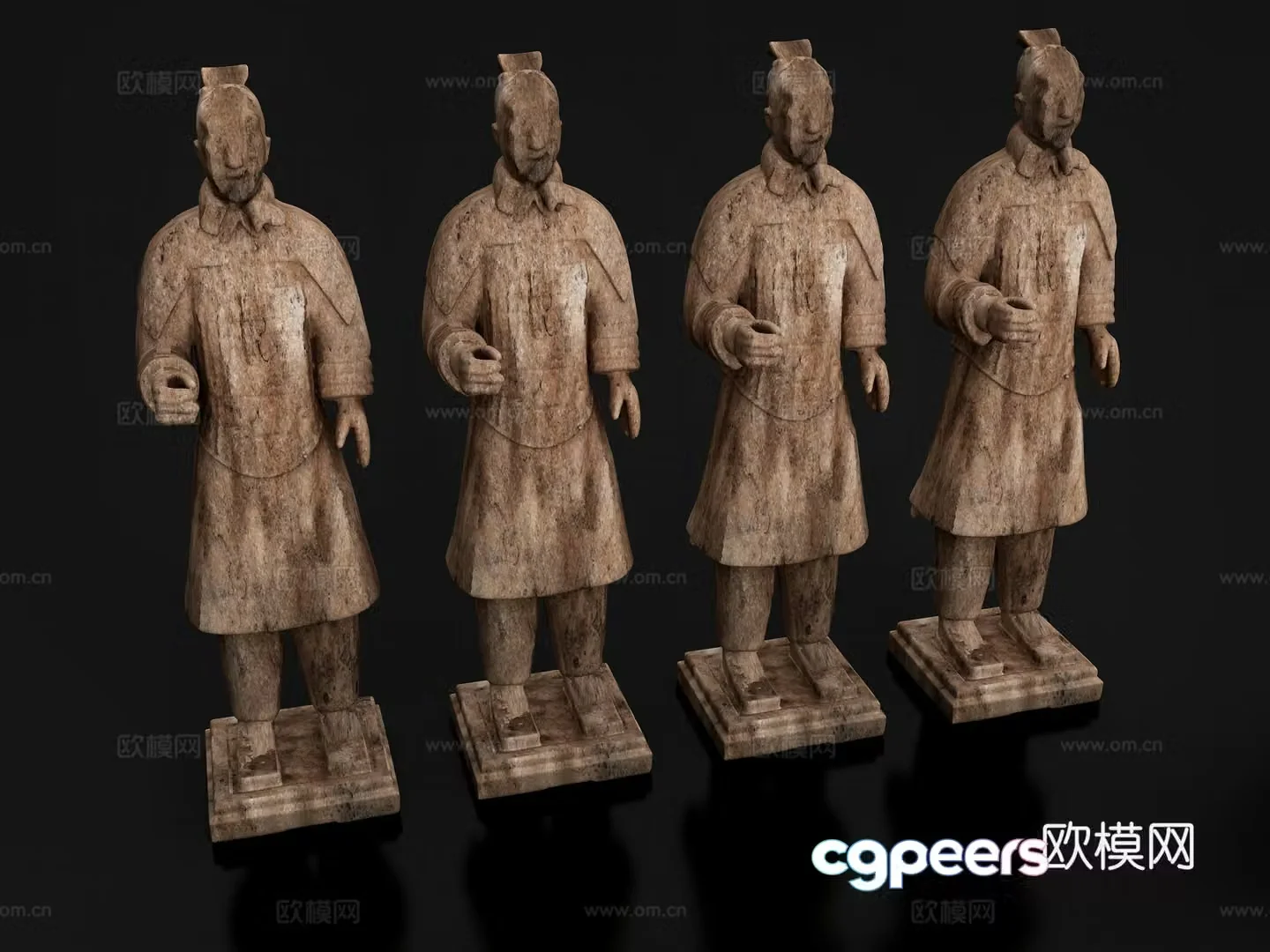 Terracotta Warriors Qin Dynasty pottery antique cultural relics sculpture combination statues burial objects portraits 3D models