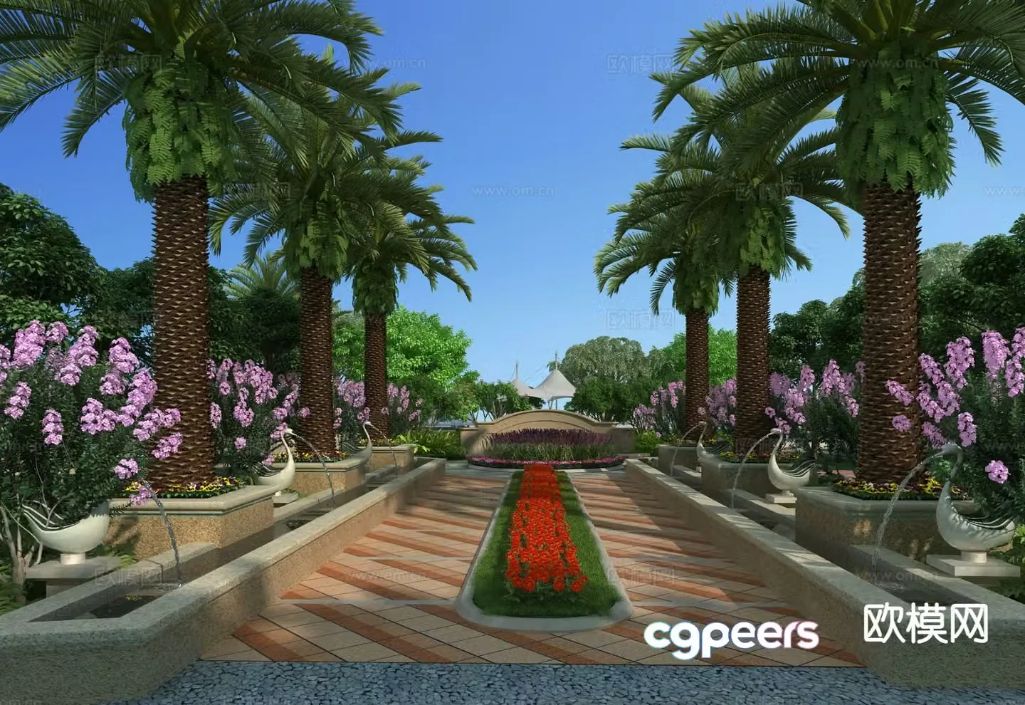 Modern garden landscape courtyard community landscape 3d model