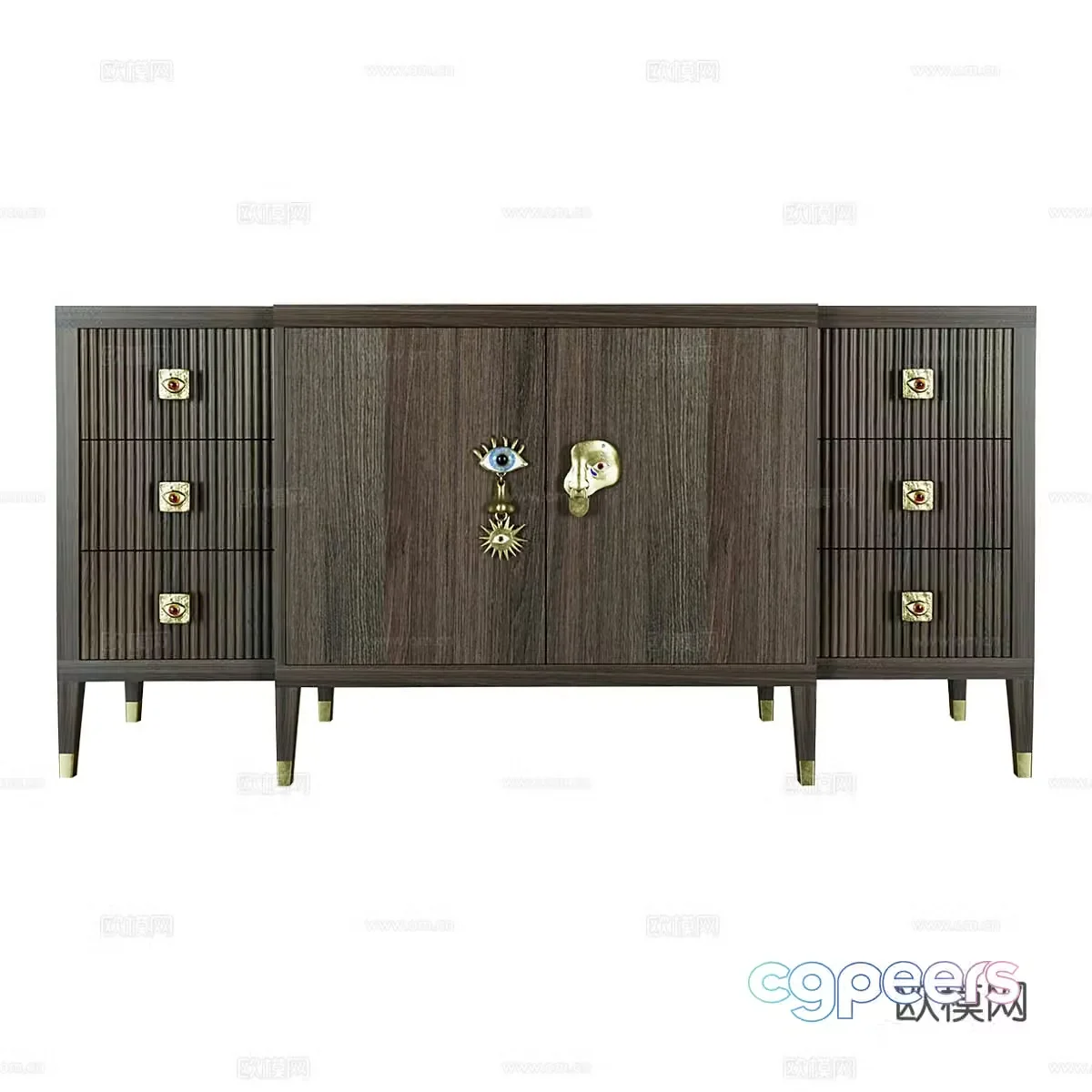 New Chinese style light luxury solid wood sideboard 3D model