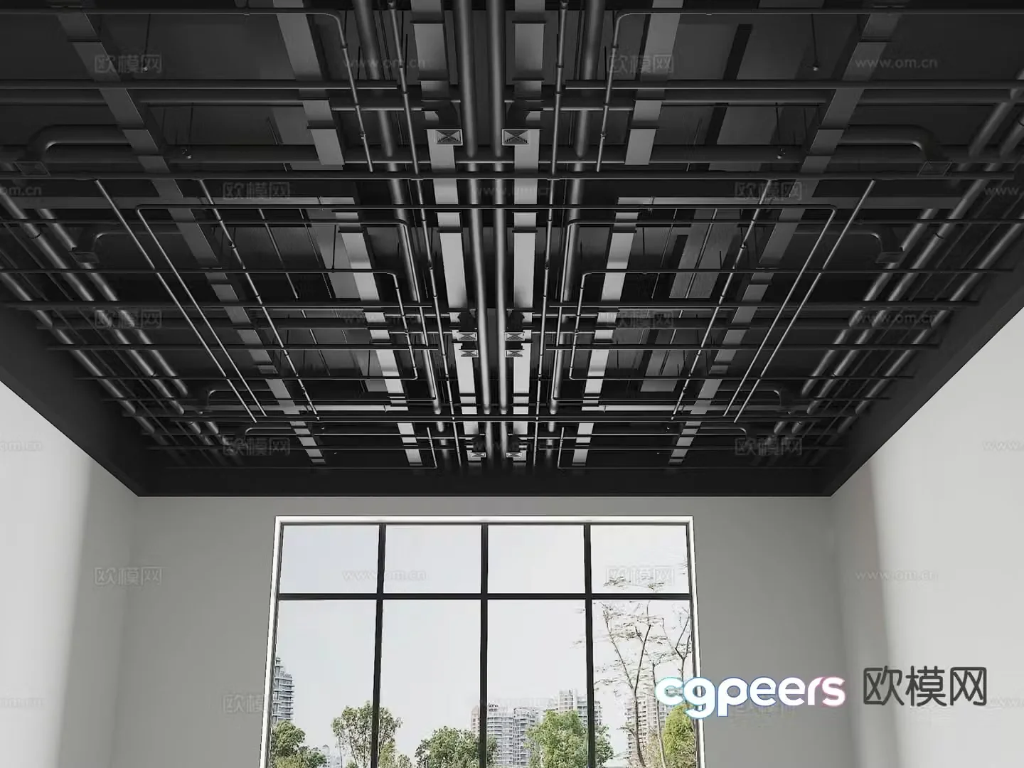 Industrial style ceiling pipe ceiling 3D model