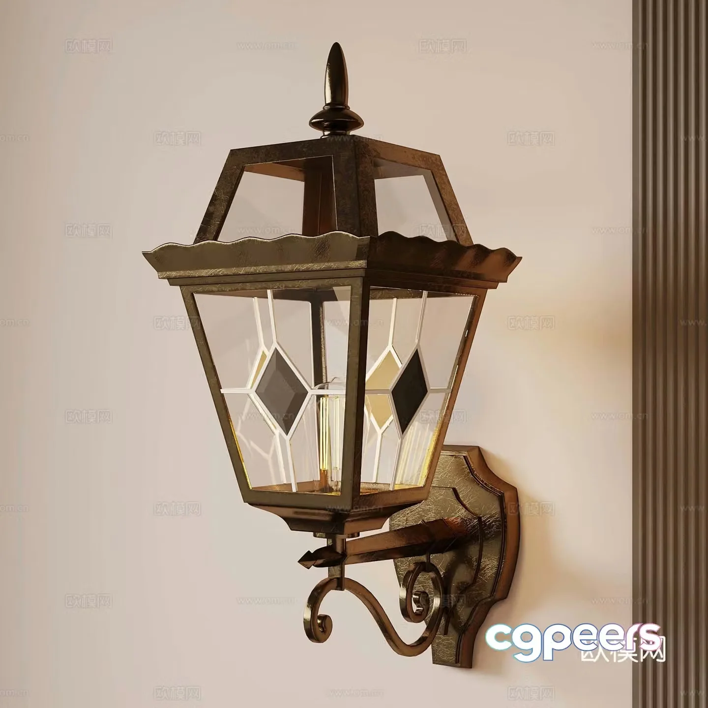 French metal wall lamp 3d model