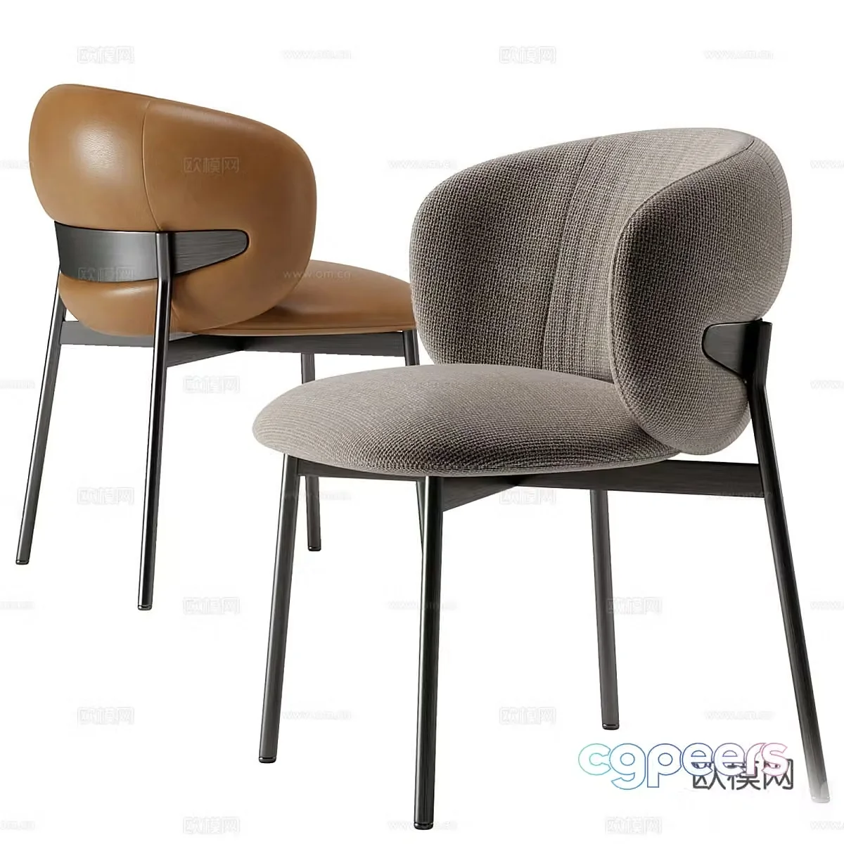 Modern Italian fabric leather chair 3d model