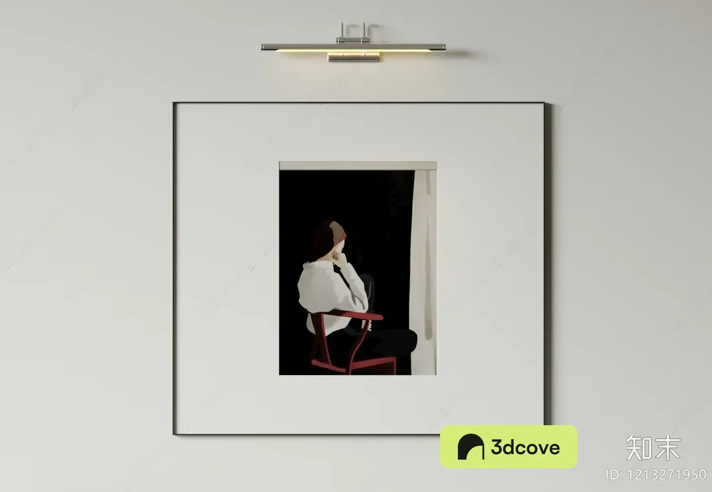 A Framed Painting Of A Person Sitting In A Chair