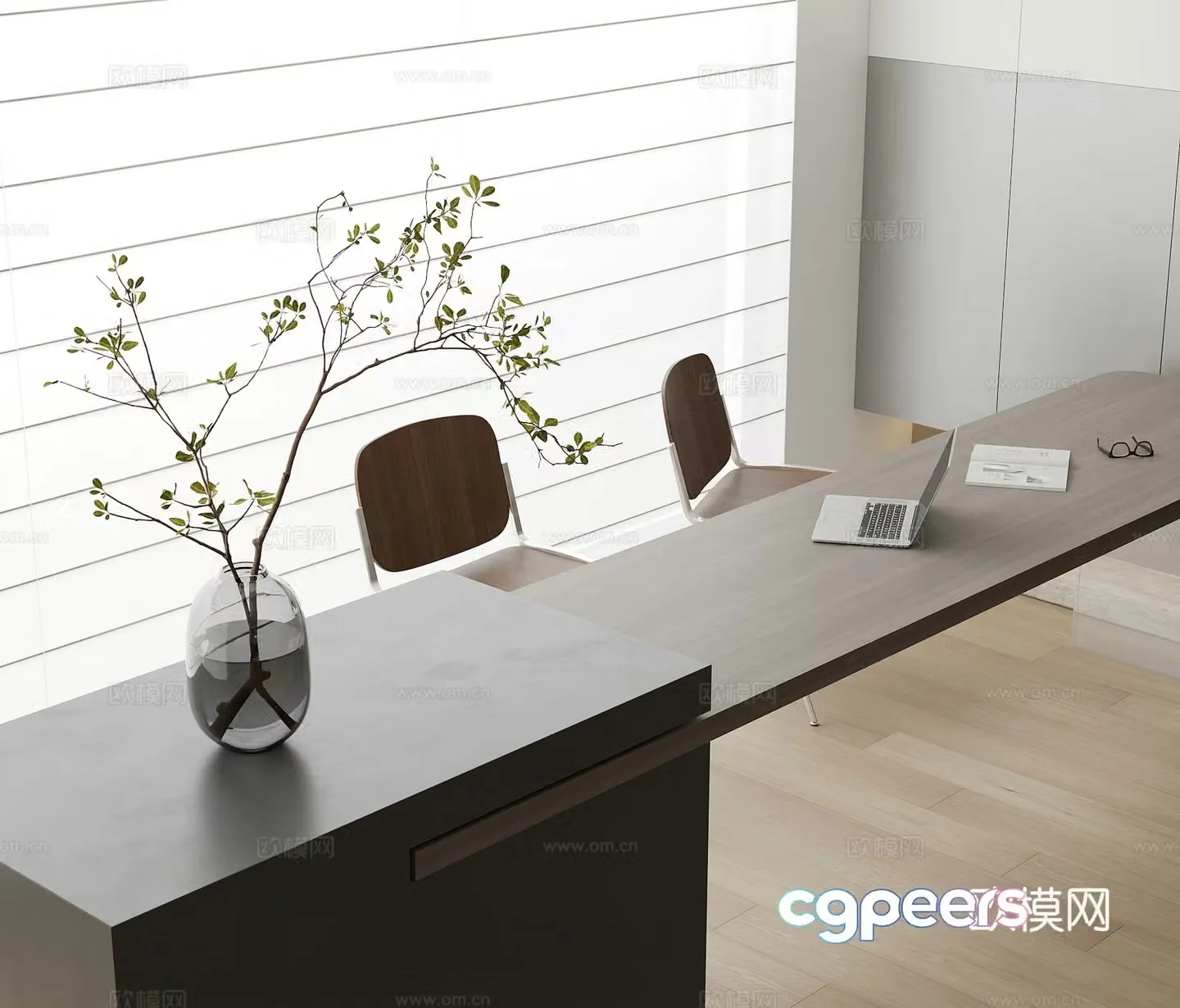 Modern desk and chair floral ornament single chair 3d model