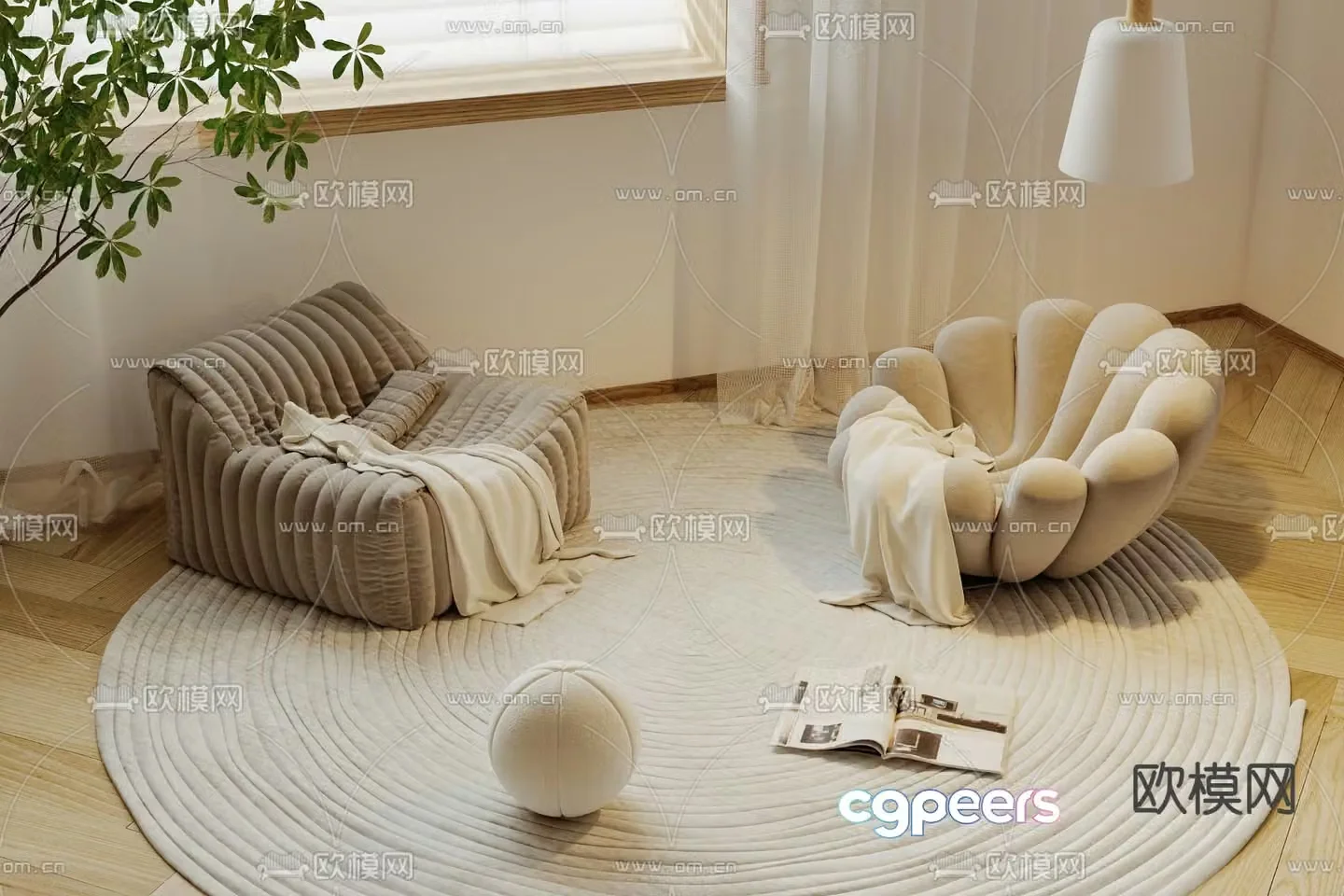 Cream style sofa leisure sofa 3d model