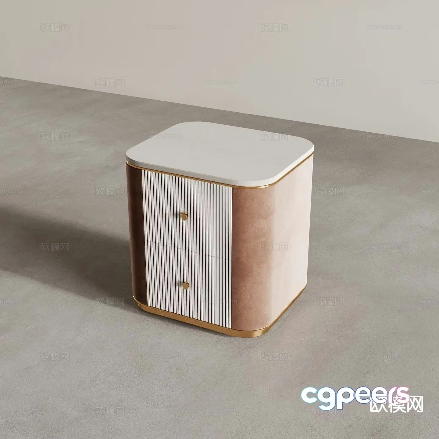 Light luxury bedside table corner cabinet 3D model