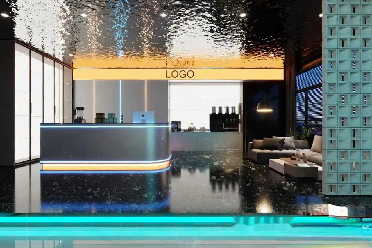 Modern Office Reception Area 3D Model – 19099 – VRAY Render